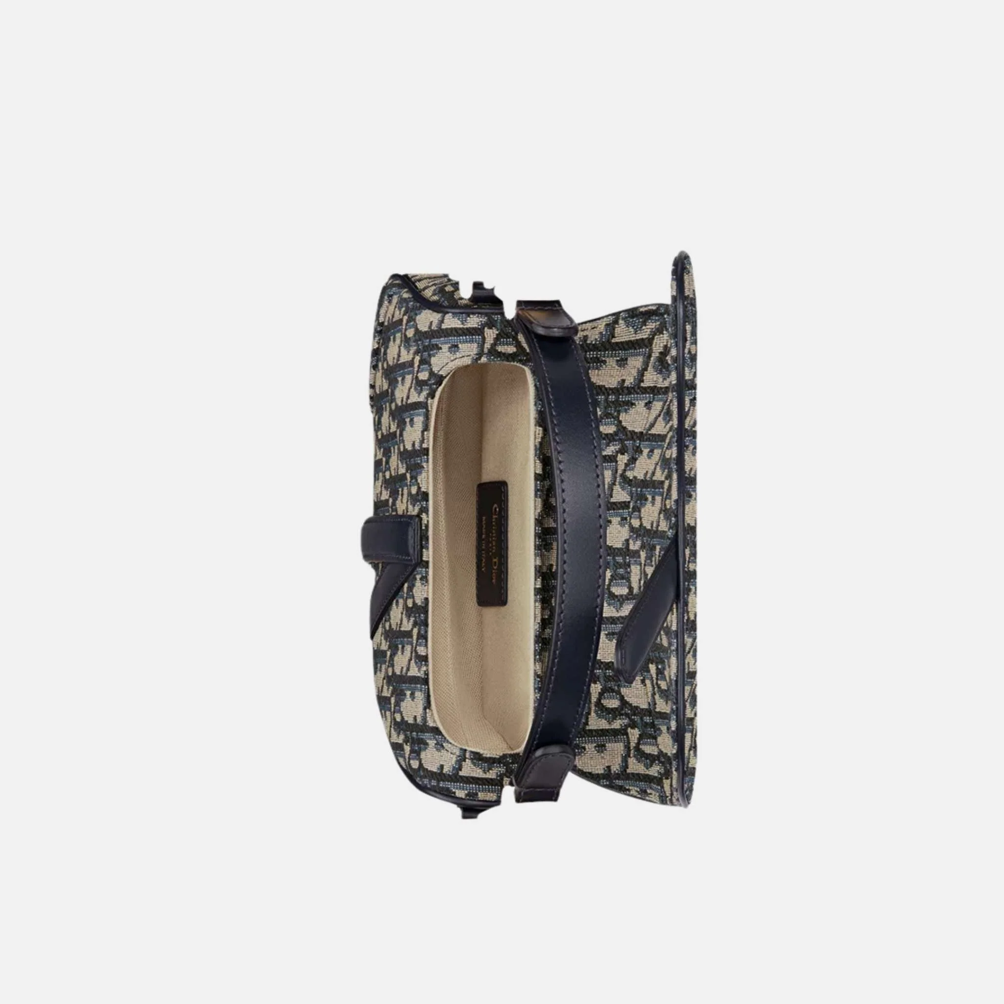 Mini Saddle Bag With Strap In Oblique Jacquard and Gold Finish - Image 2