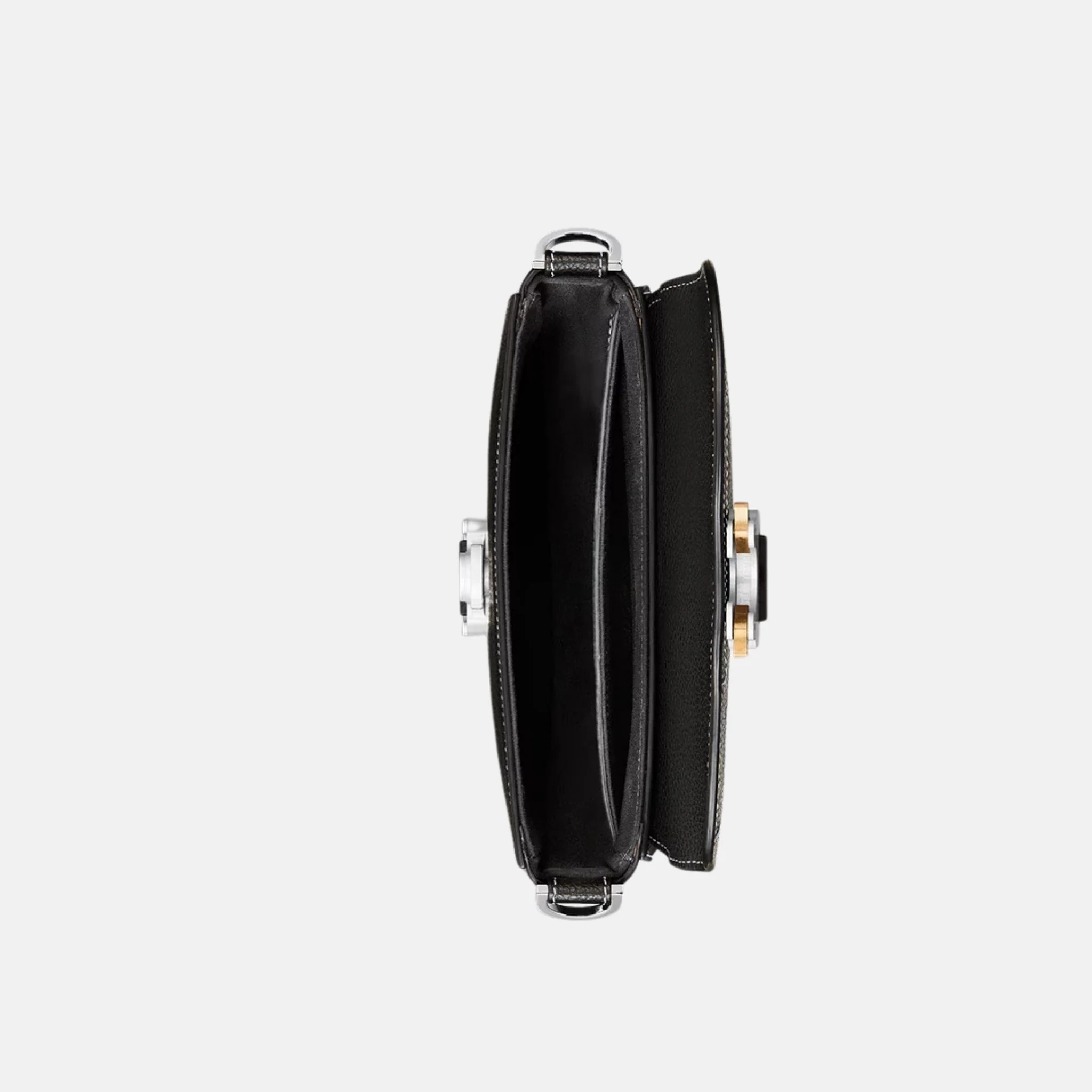 Mini Saddle Messenger Bag With Flap In Black Grained Calfskin - Image 2