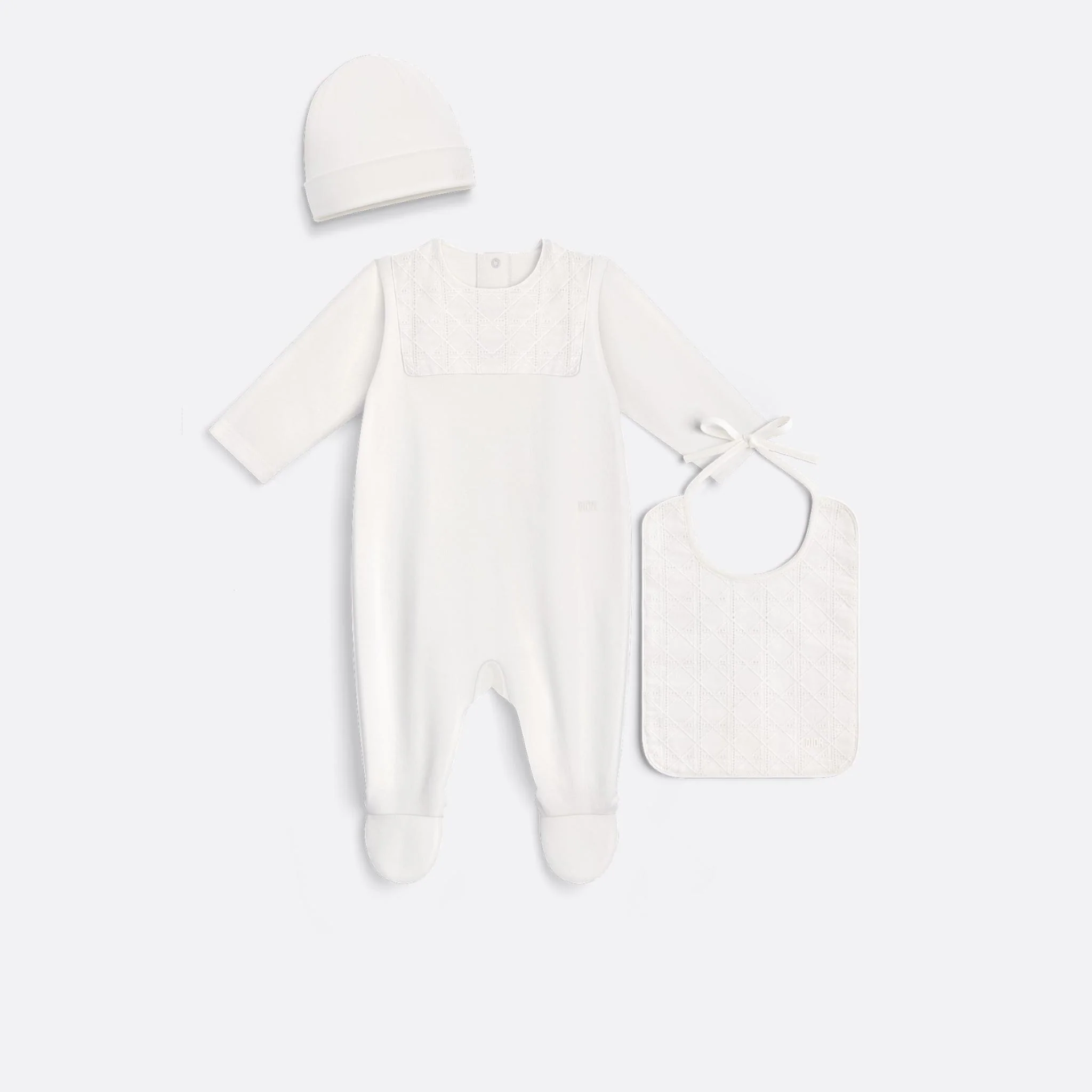Newborn Gift Set Ivory Cannage Cotton Jersey and Voile