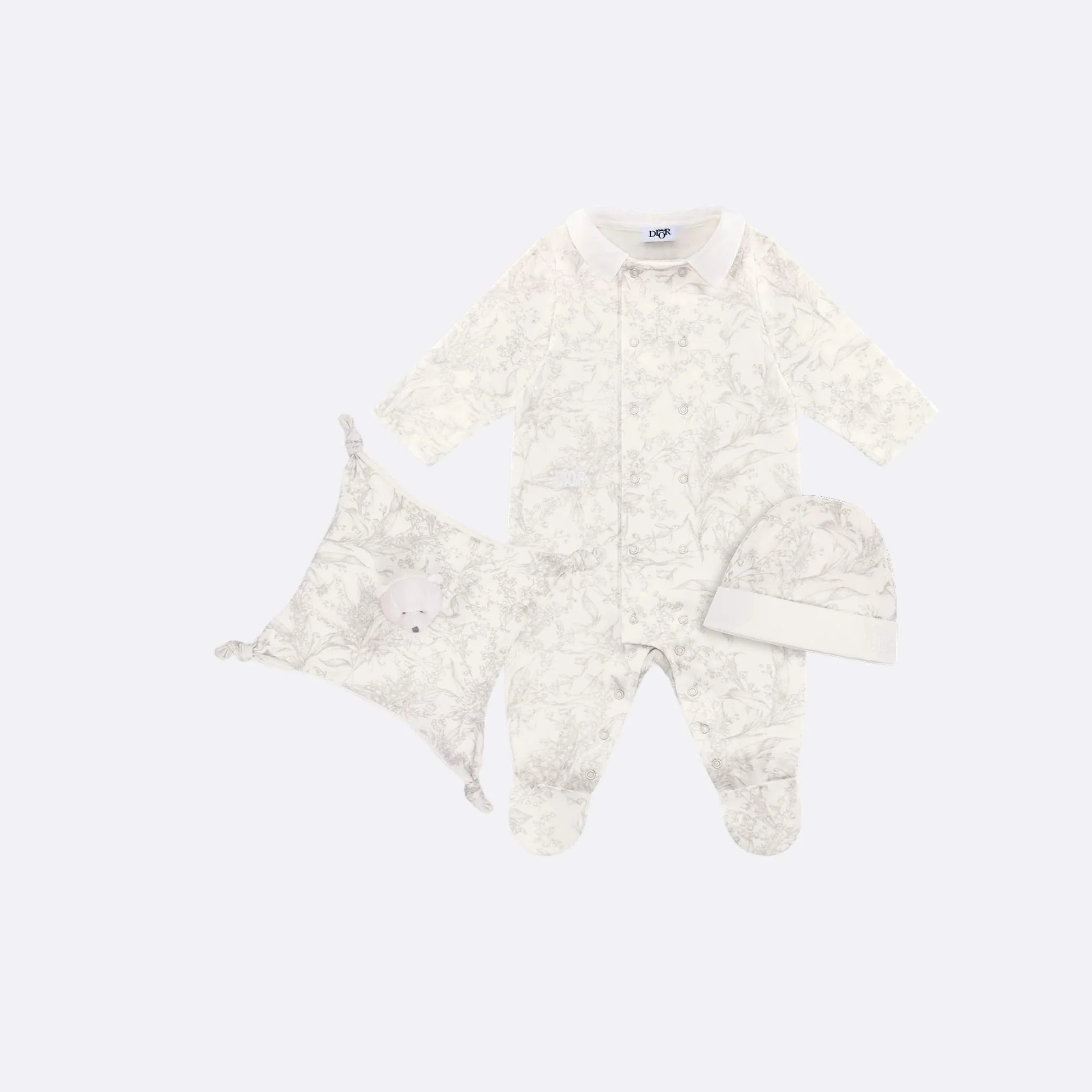 Newborn Gift Set Ivory Cotton with Lily of the Valley Print