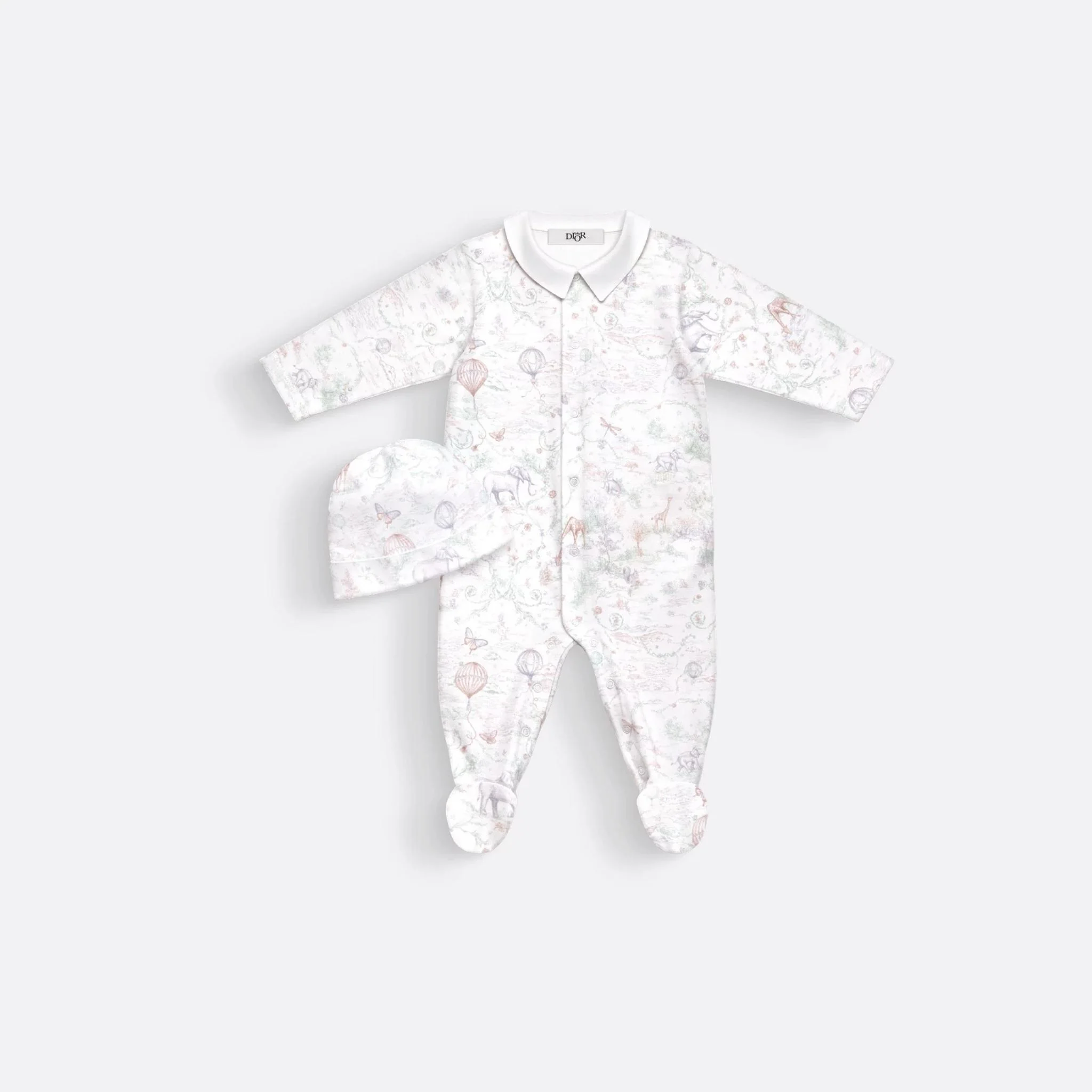 Newborn Gift Set Ivory Toile de Jouy Pastel Cotton Jersey