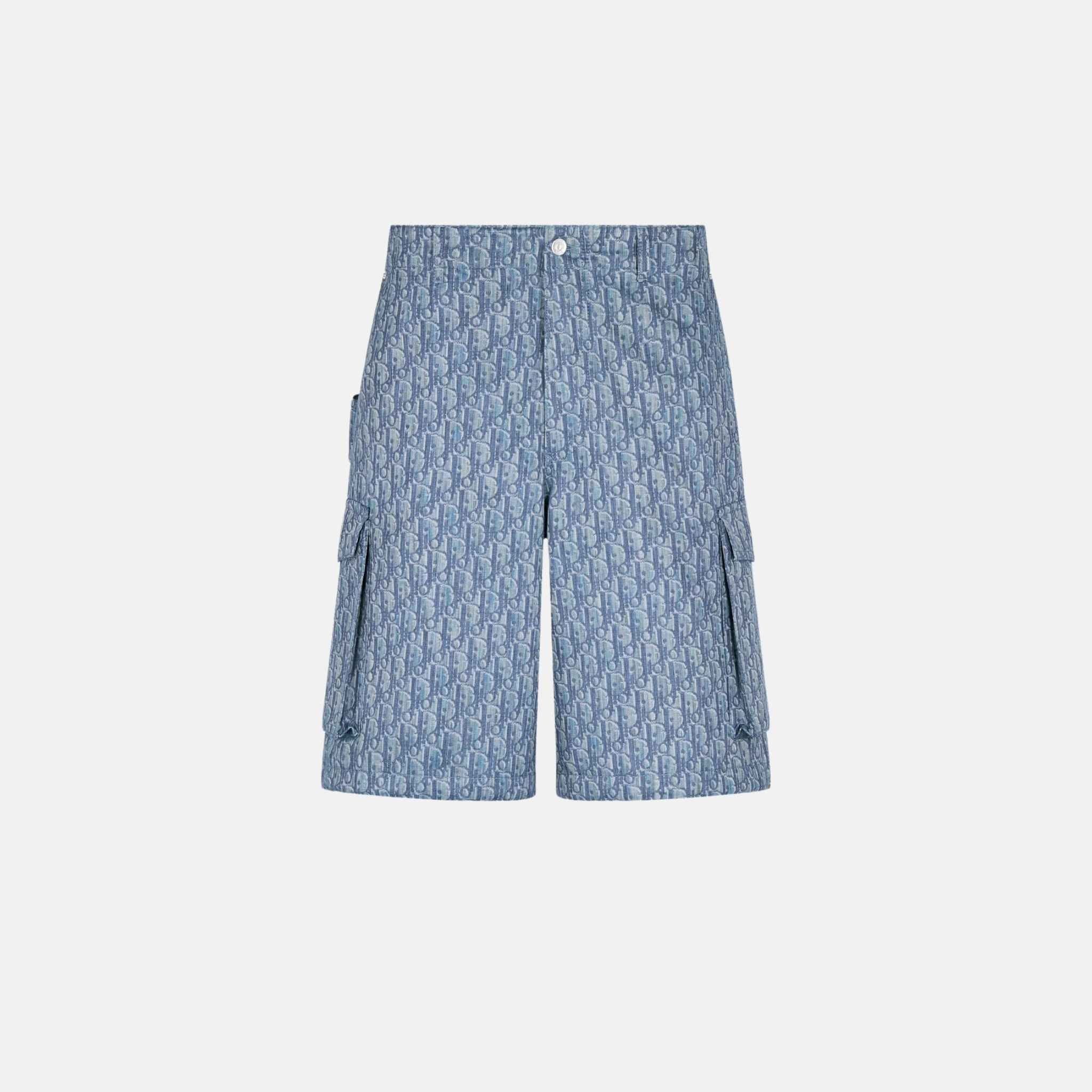 Oblique Bermuda Cargo Shorts In Cotton Blend Twill