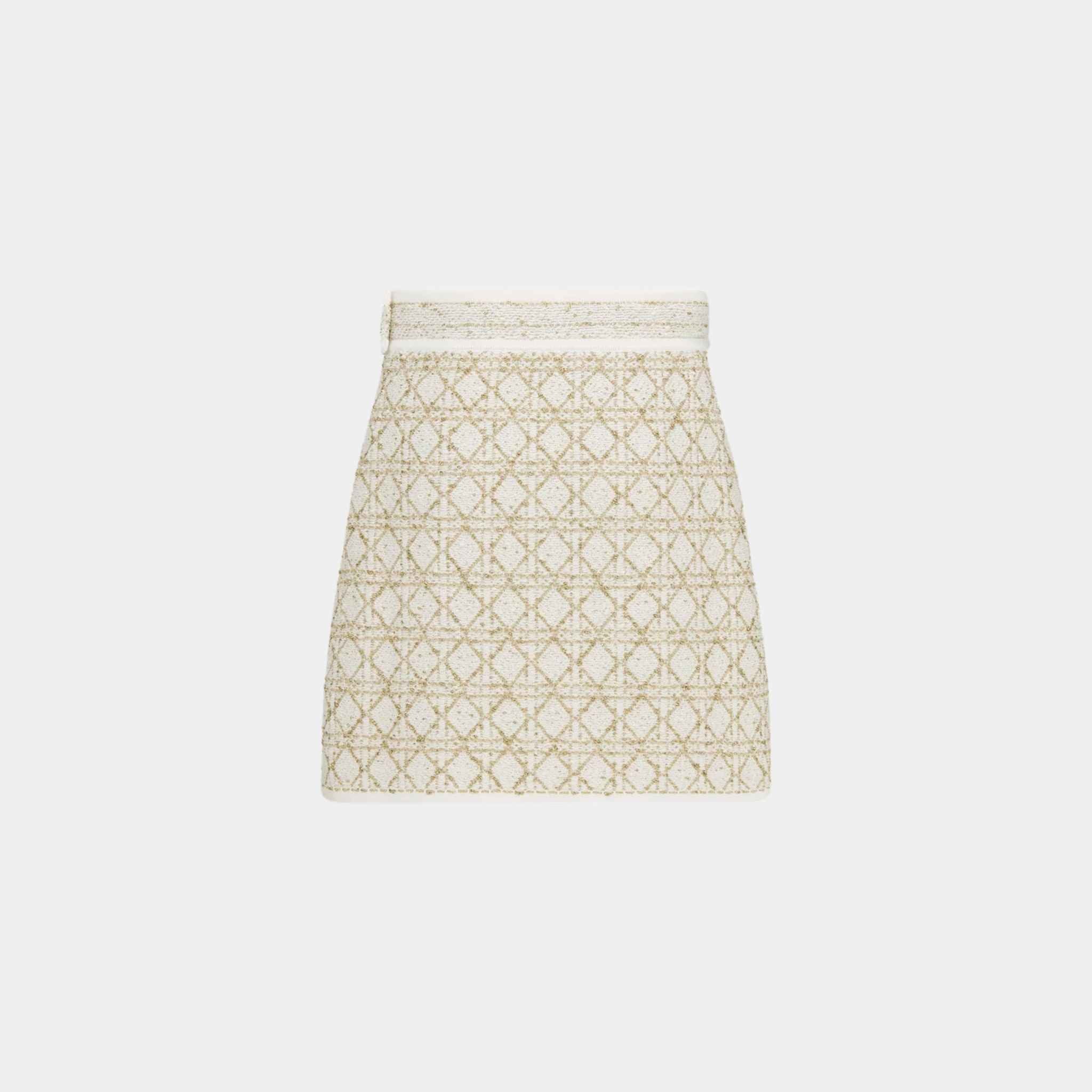 Or Cannage Miniskirt White and Gold-Tone Cotton-Blend Tweed - Image 2