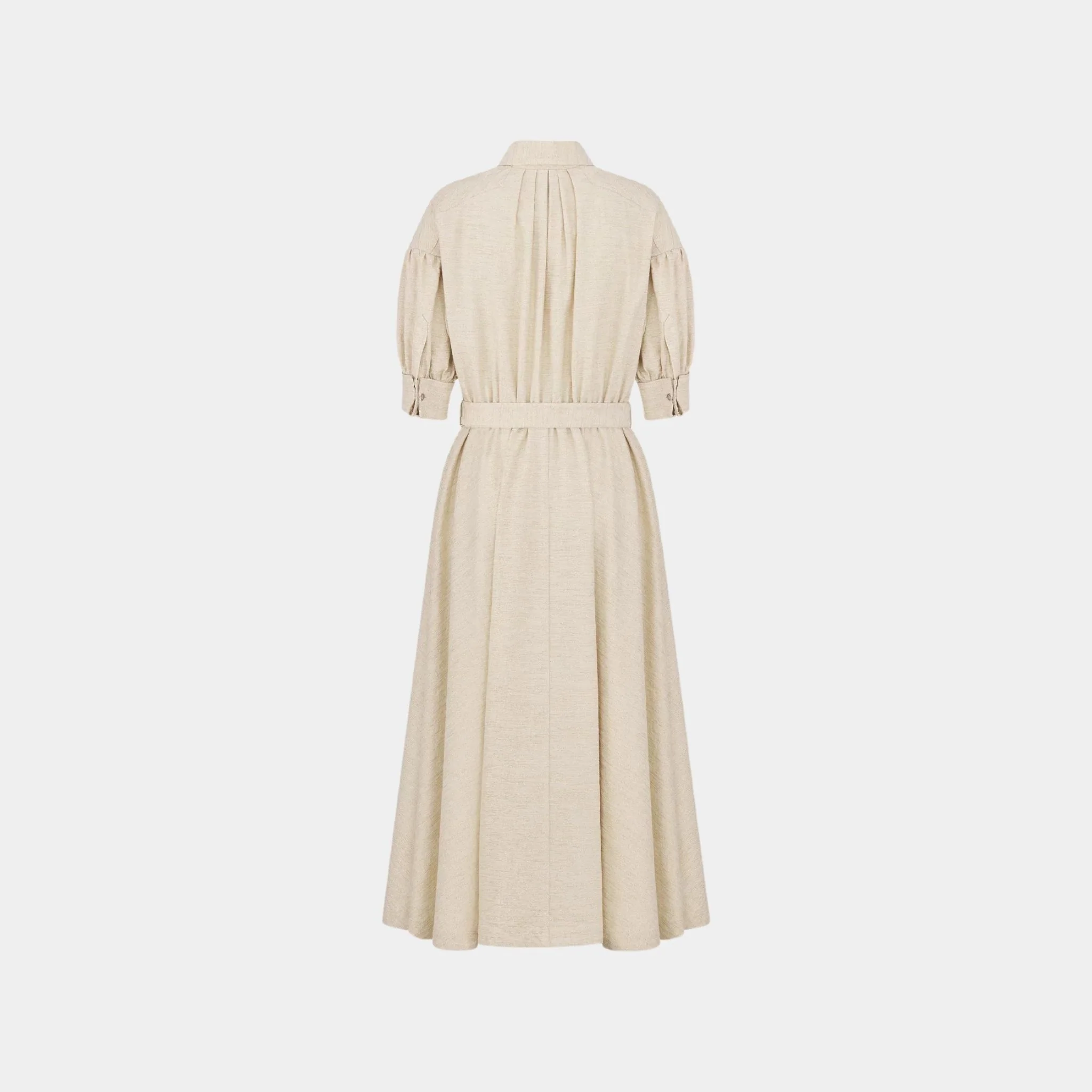 Or Mid-Length Flared Dress Gold-Tone Cotton Denim - Image 2