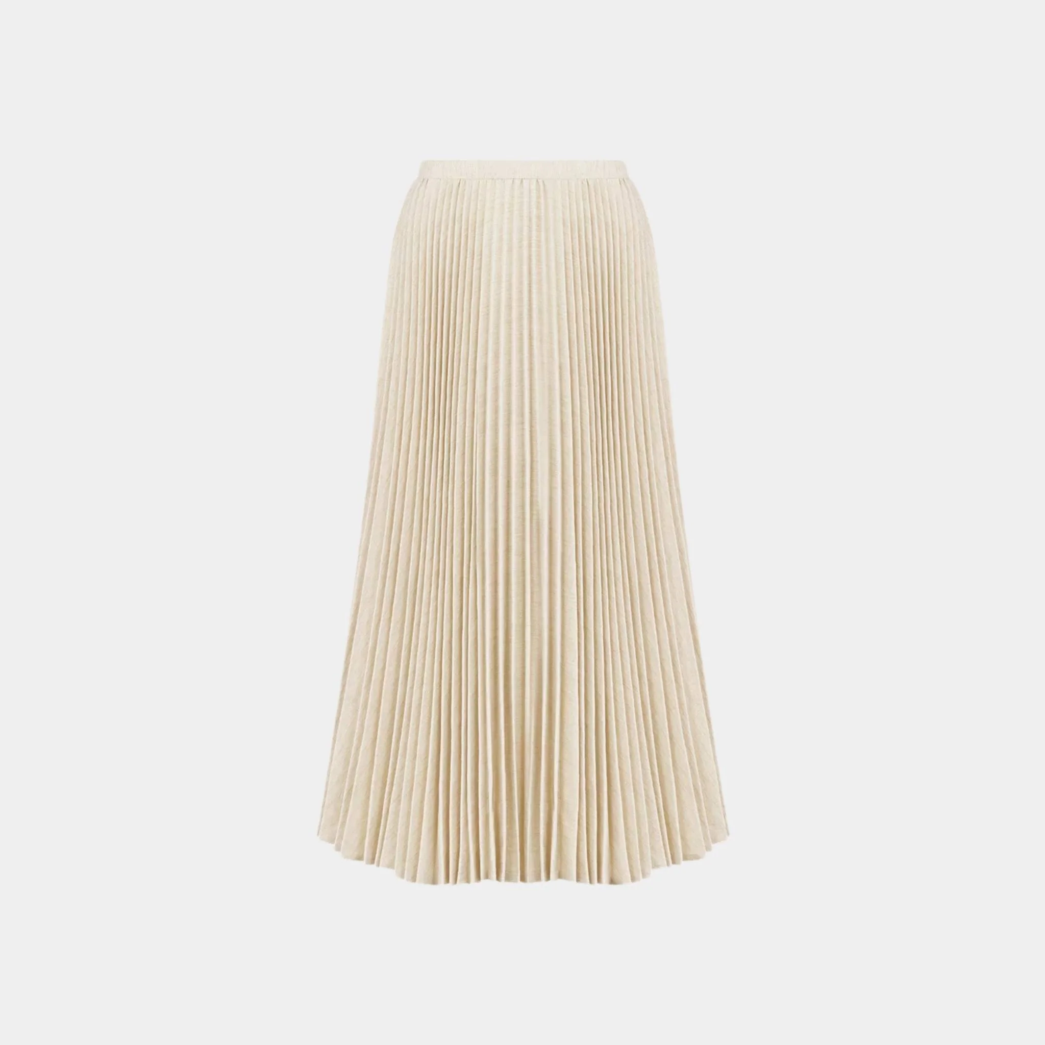 Or Mid-Length Pleated Skirt Gold-Tone Cotton-Blend Denim