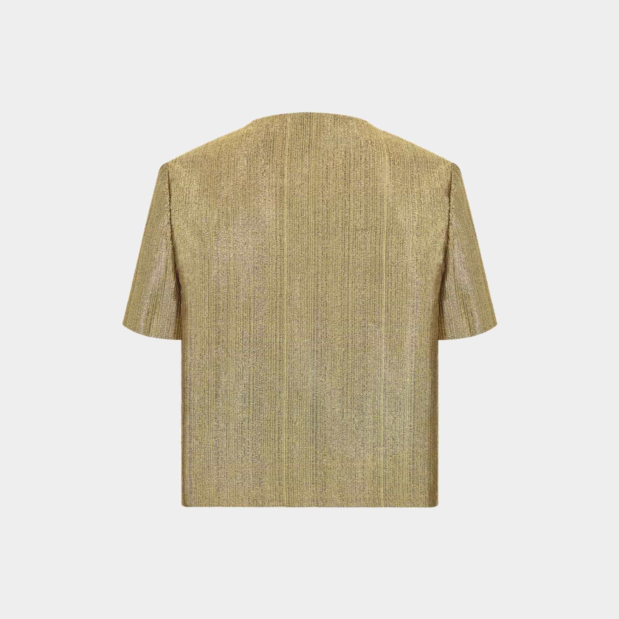 Or Short-Sleeved Jacket Gold-Tone Technical Fabric - Image 2