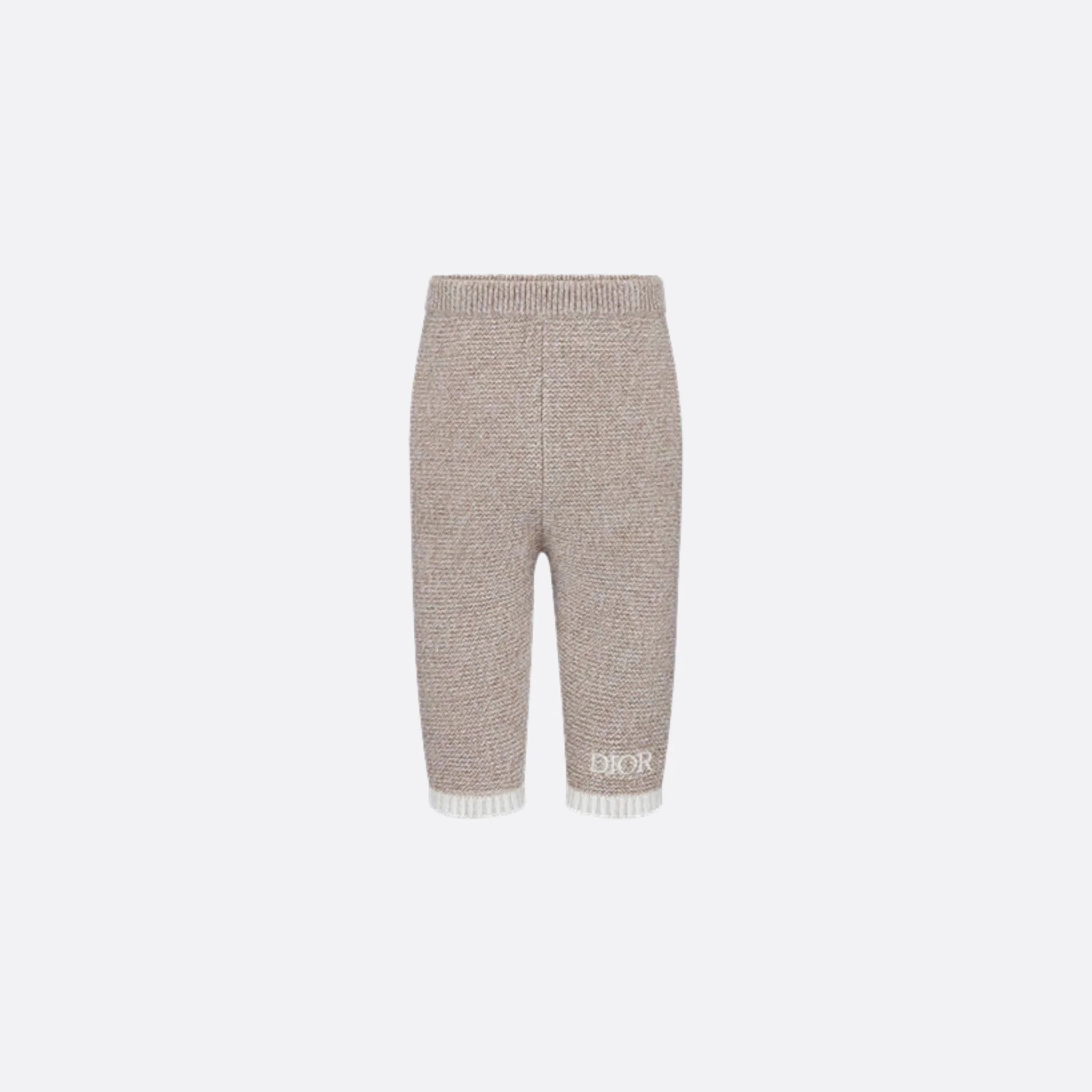 Pants Heathered Beige and Ivory Wool and Cashmere Tricot Knit