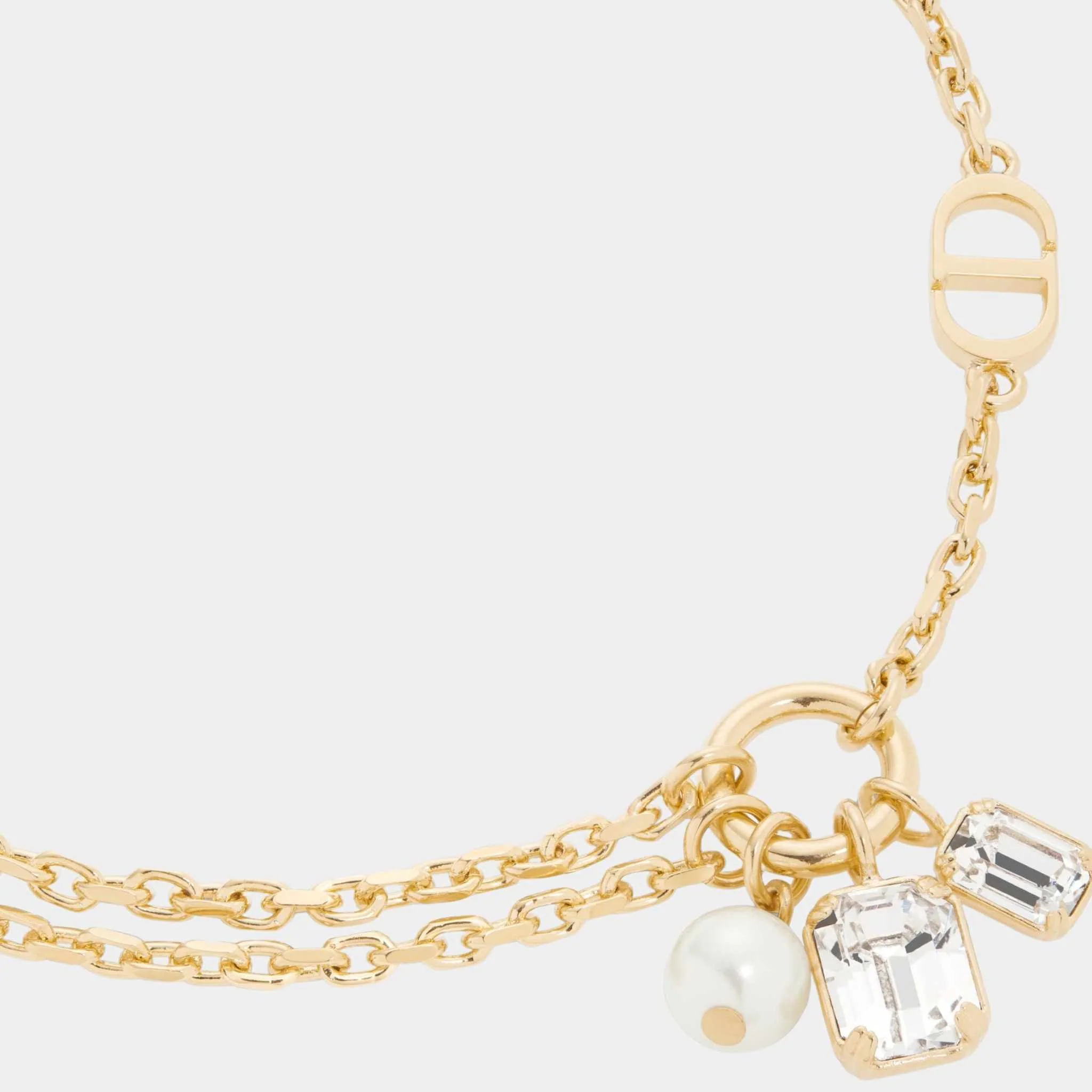 Petit CD Bracelet with White Resin Pearl and Crystals - Image 2