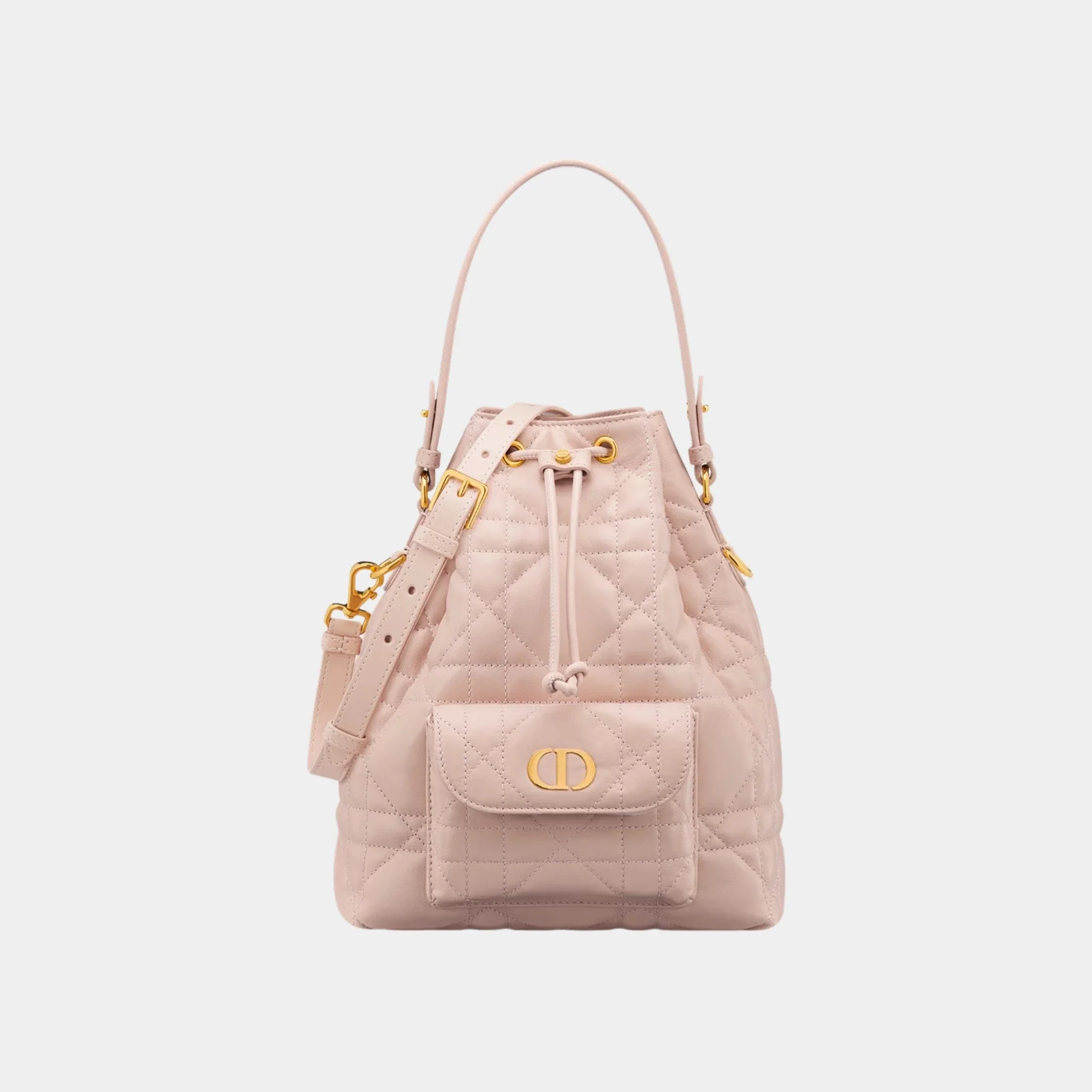 Small Caro Bucket Bag In Macrocannage Lambskin - Image 10