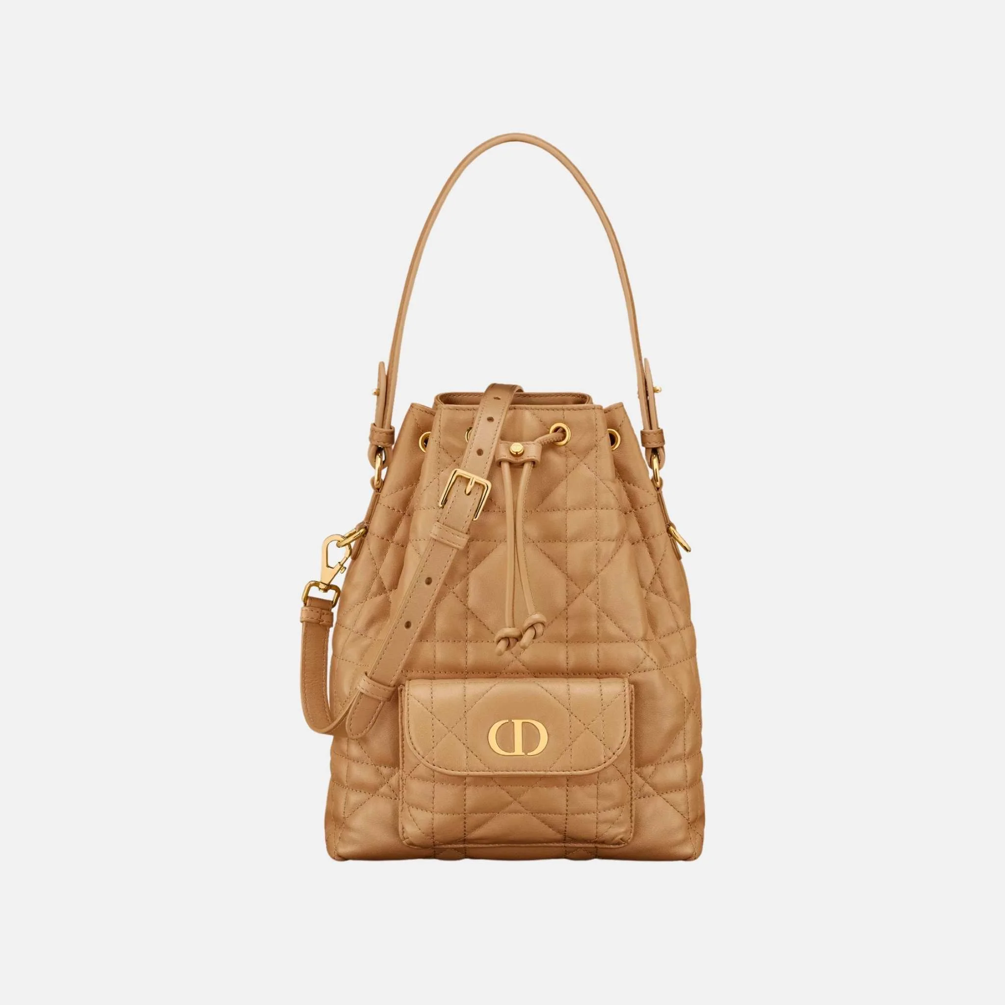 Small Caro Bucket Bag In Macrocannage Lambskin - Image 7