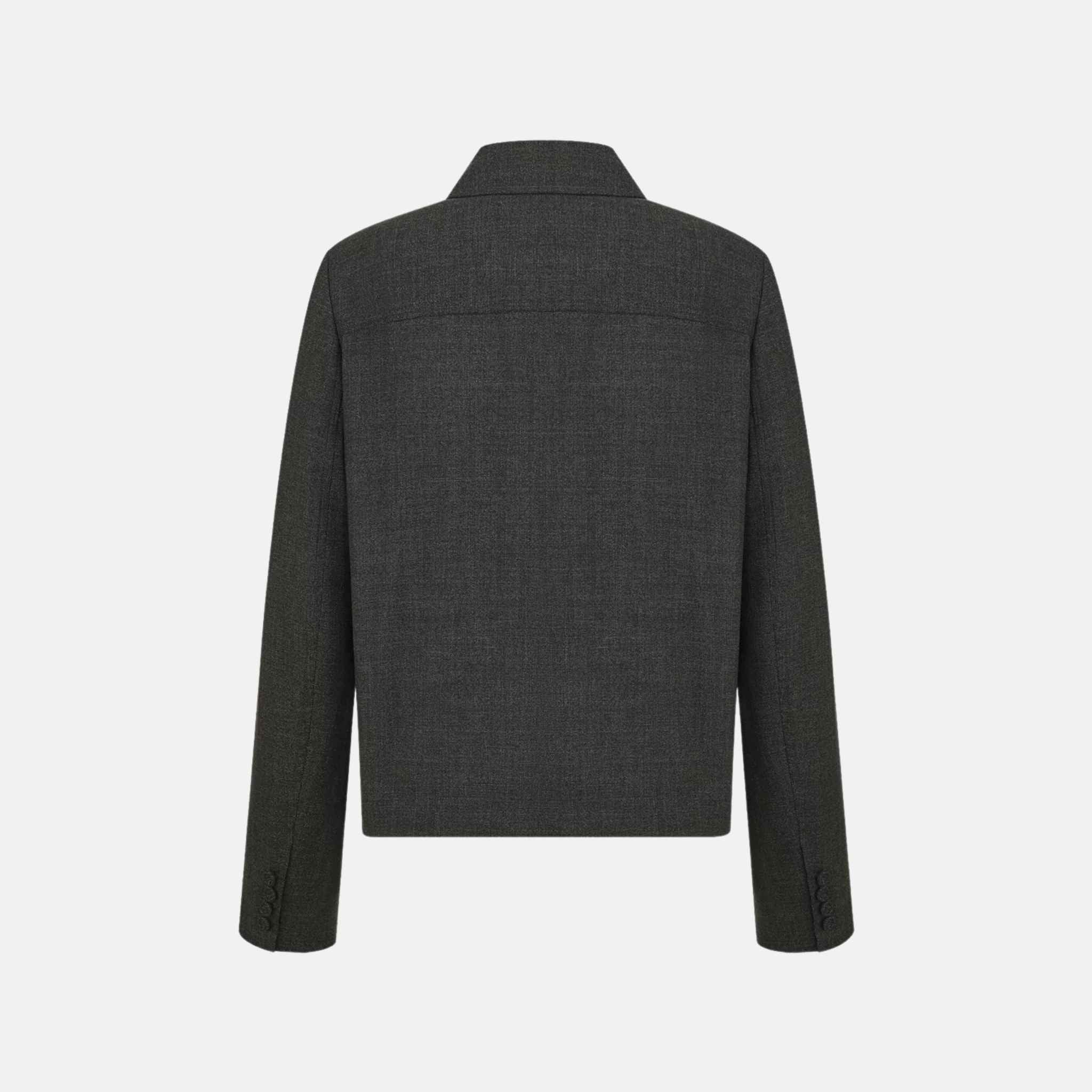 Zipped Jacket In Virgin Wool Basketweave - Image 2