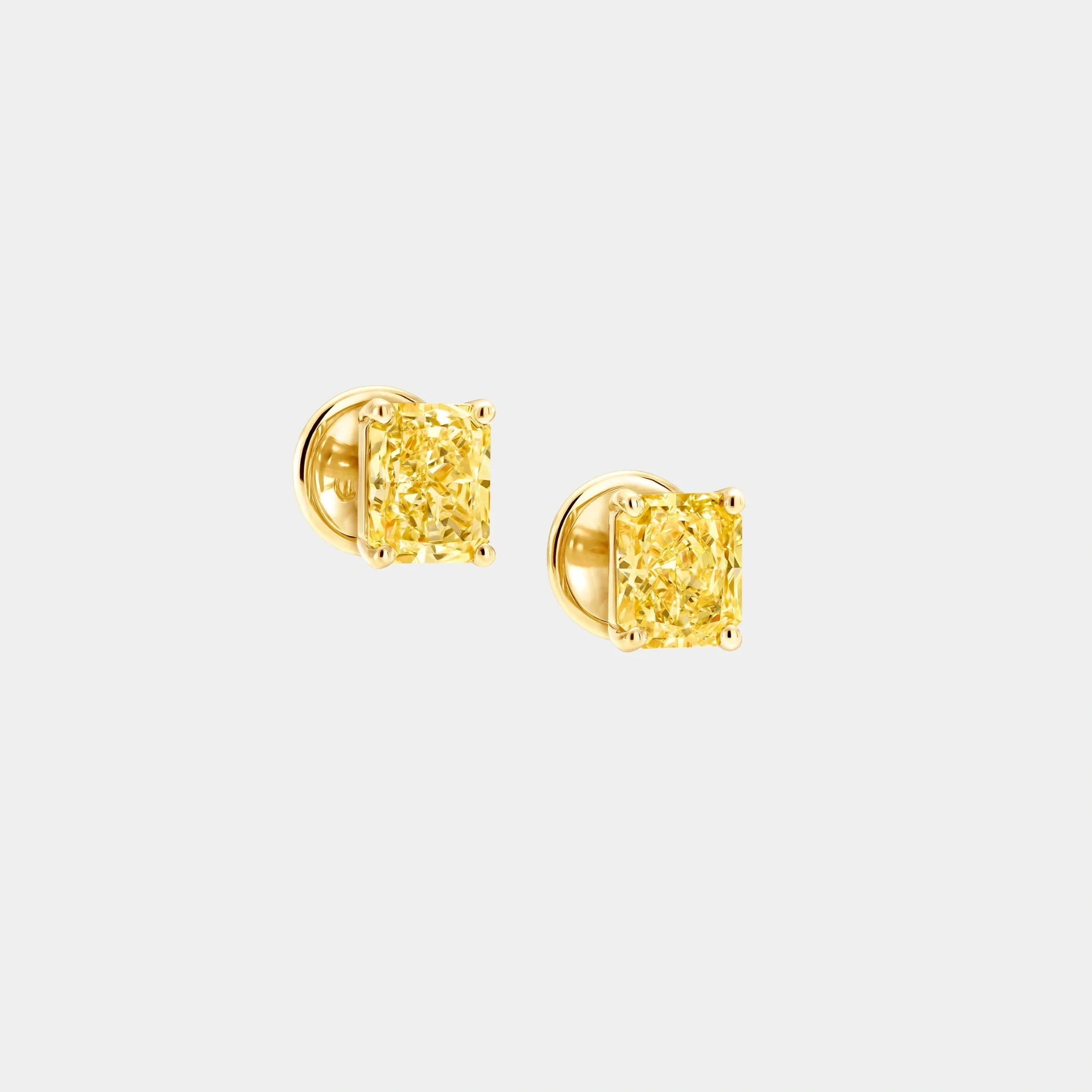 Fancy Intense Yellow Radiant Cut Diamond Stud Earrings - Image 2
