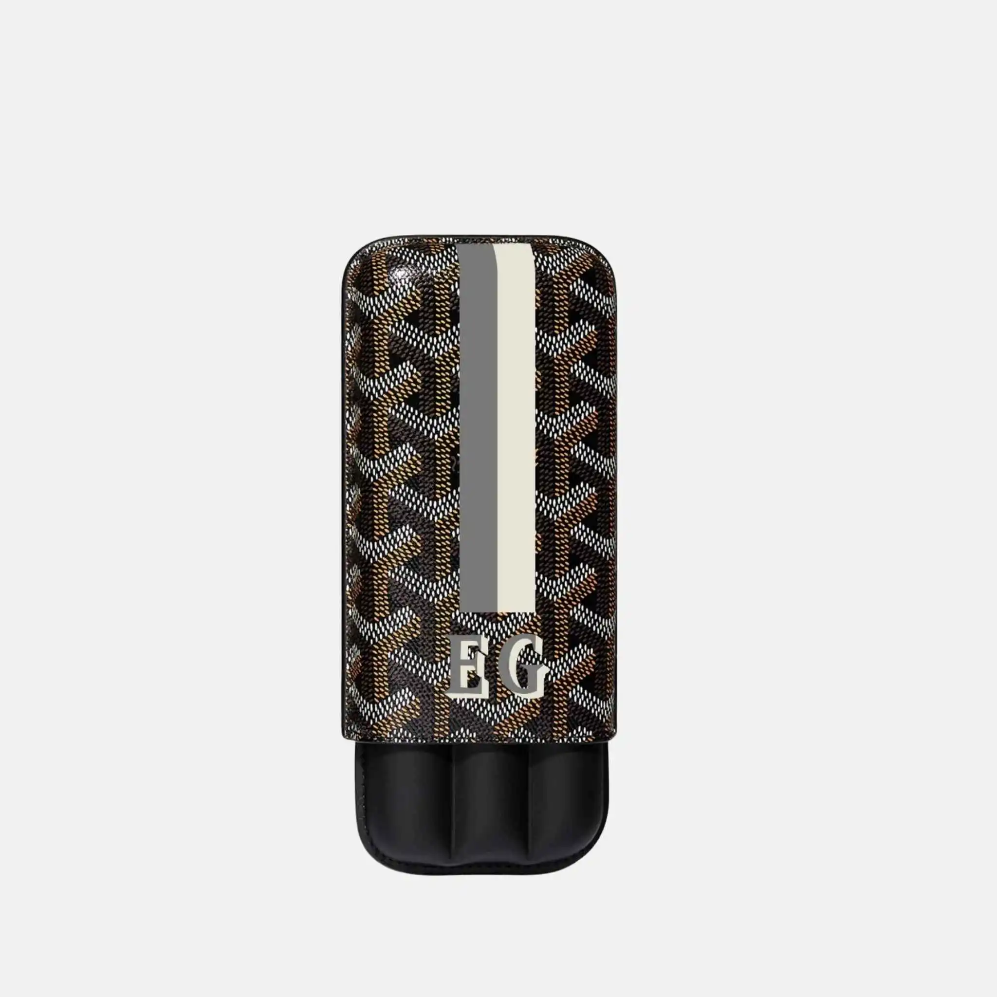 Churchill 3 Cigar Case Stripes and Initials