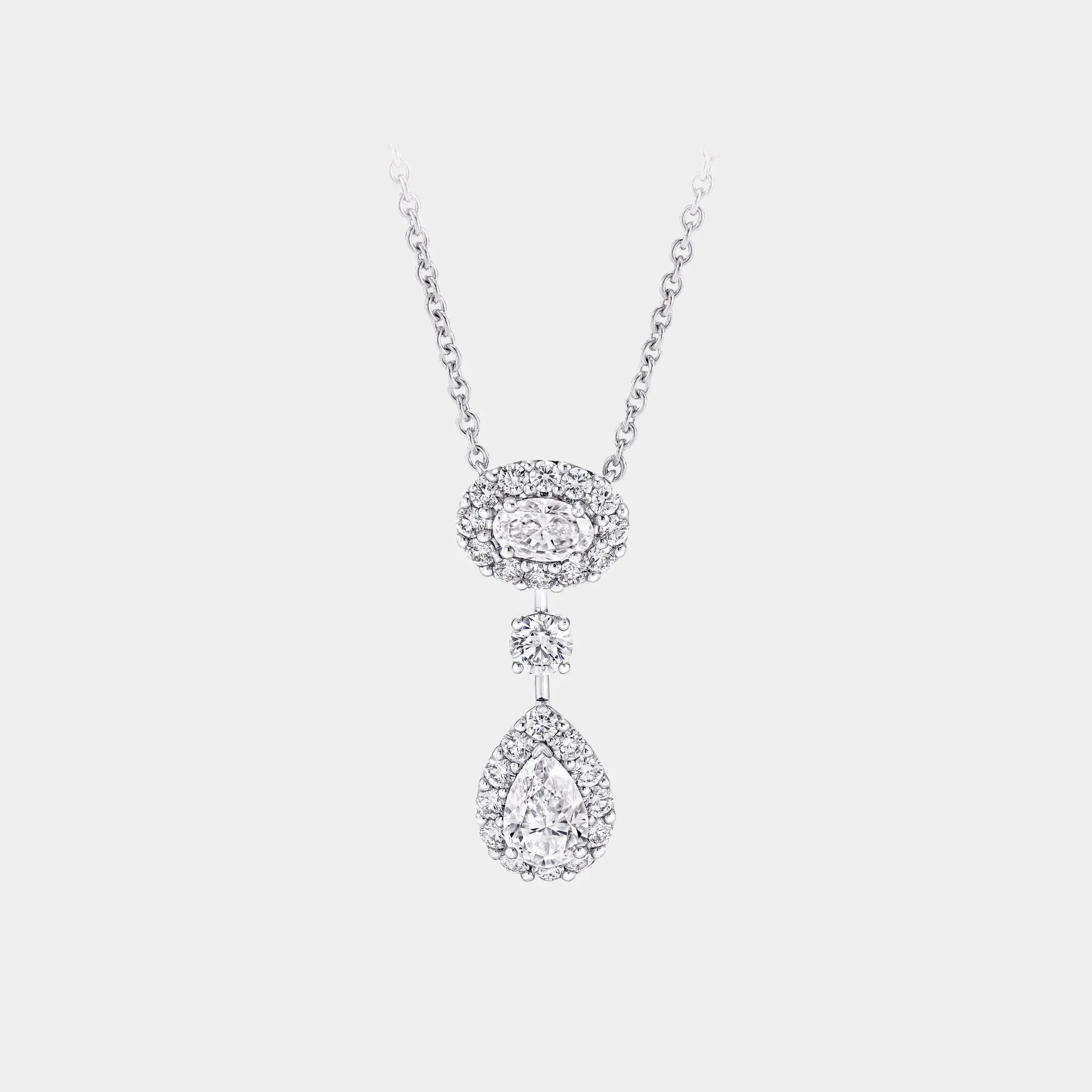 Icon Oval and Pear Shape Diamond Drop Necklace