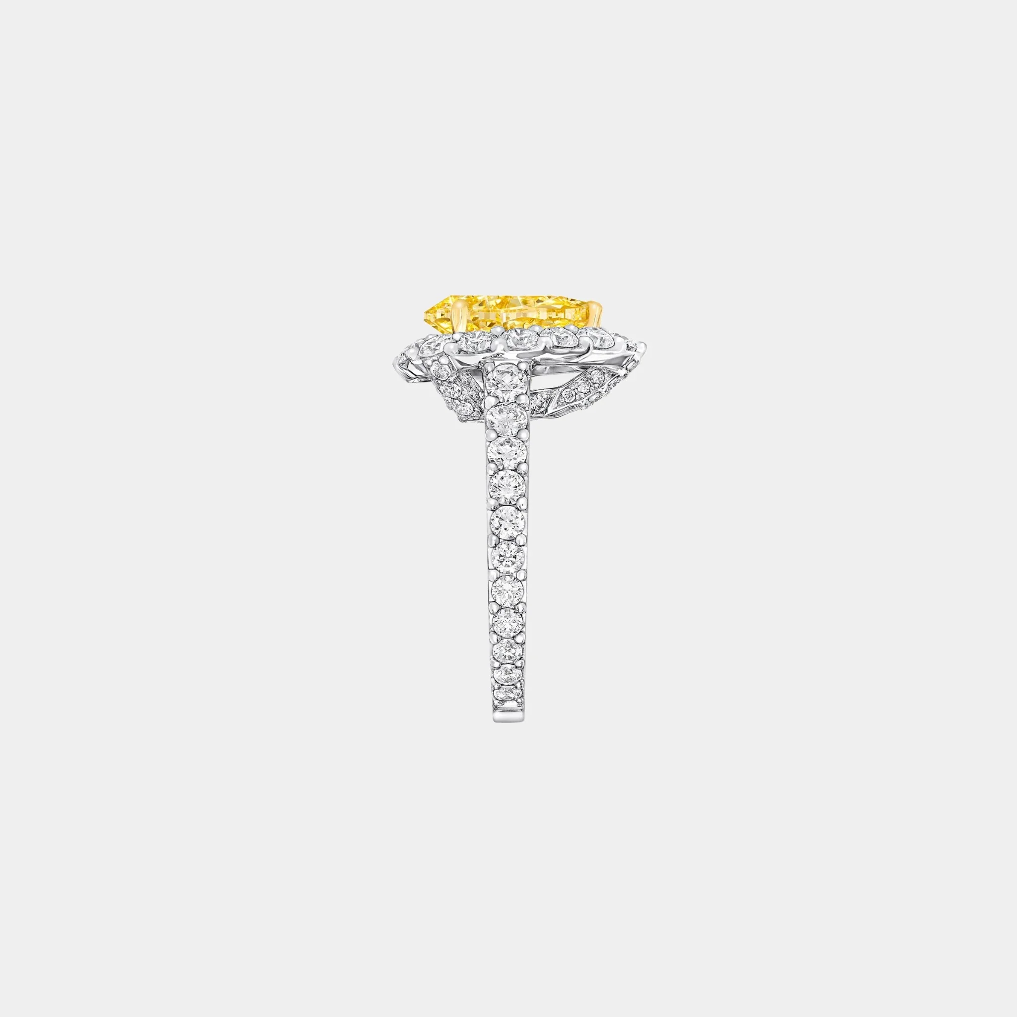 Icon Pear Shape Yellow Diamond and White Diamond Engagement Ring - Image 2