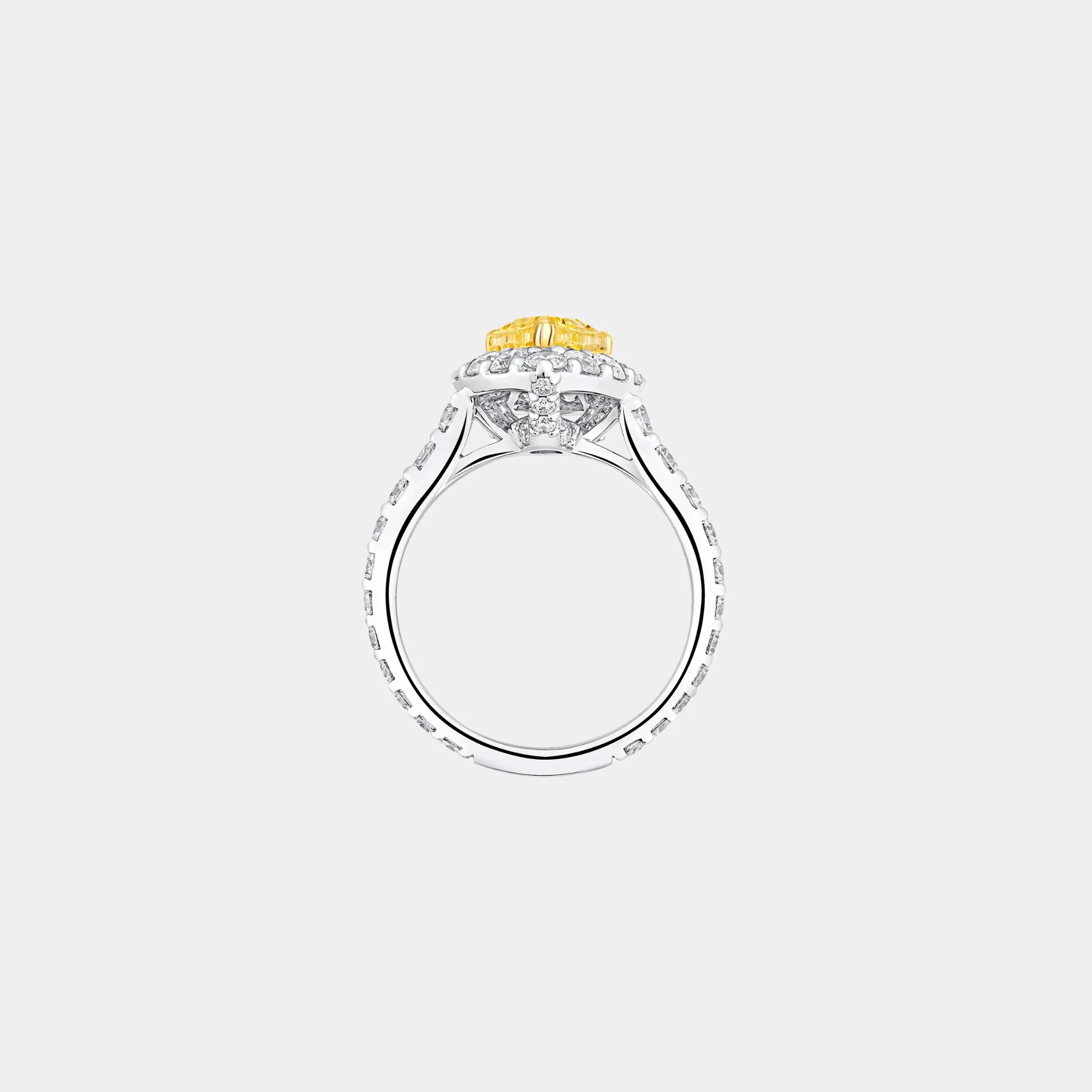 Icon Pear Shape Yellow Diamond and White Diamond Engagement Ring - Image 3