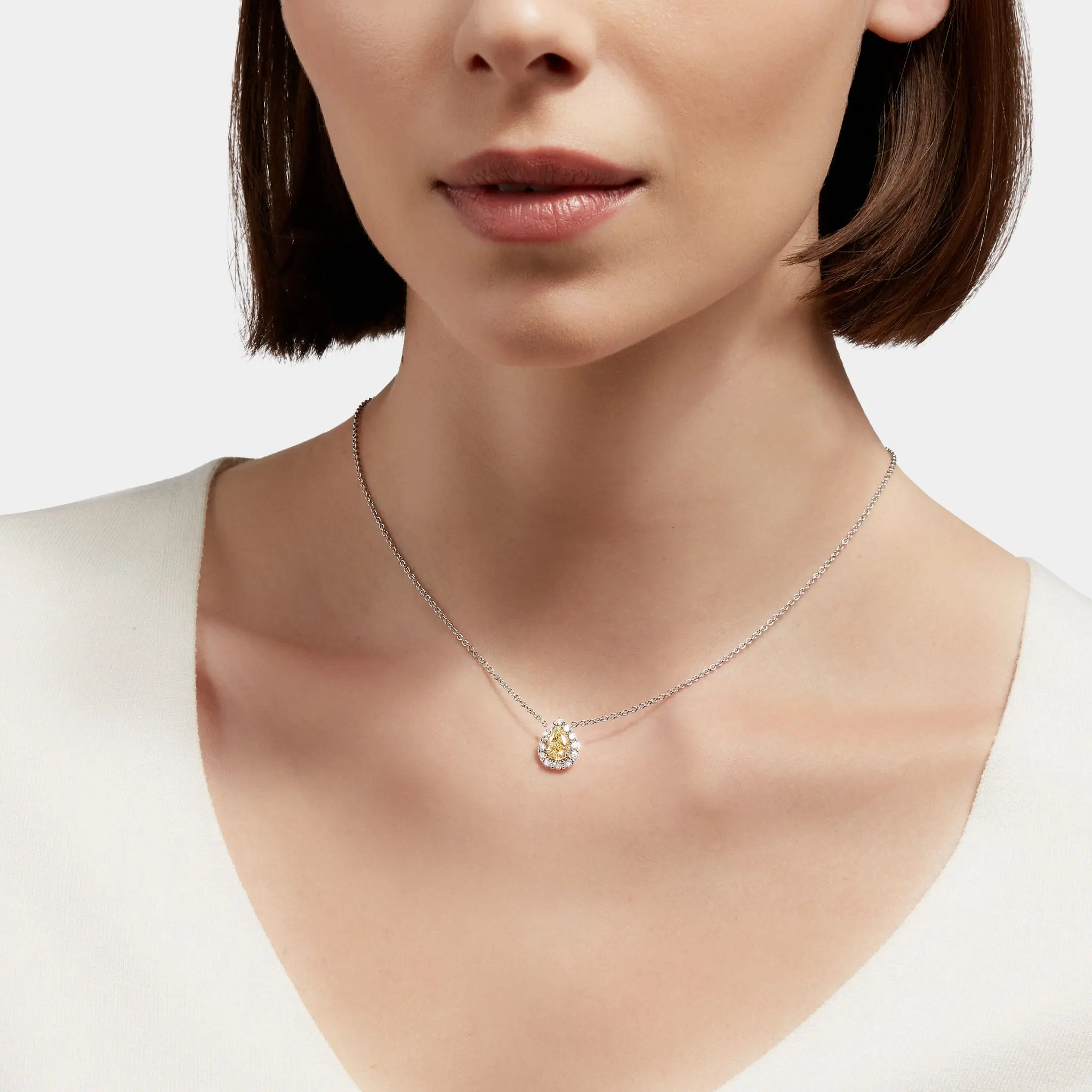 Icon Pear Shape Yellow and White Diamond Pendant - Image 2