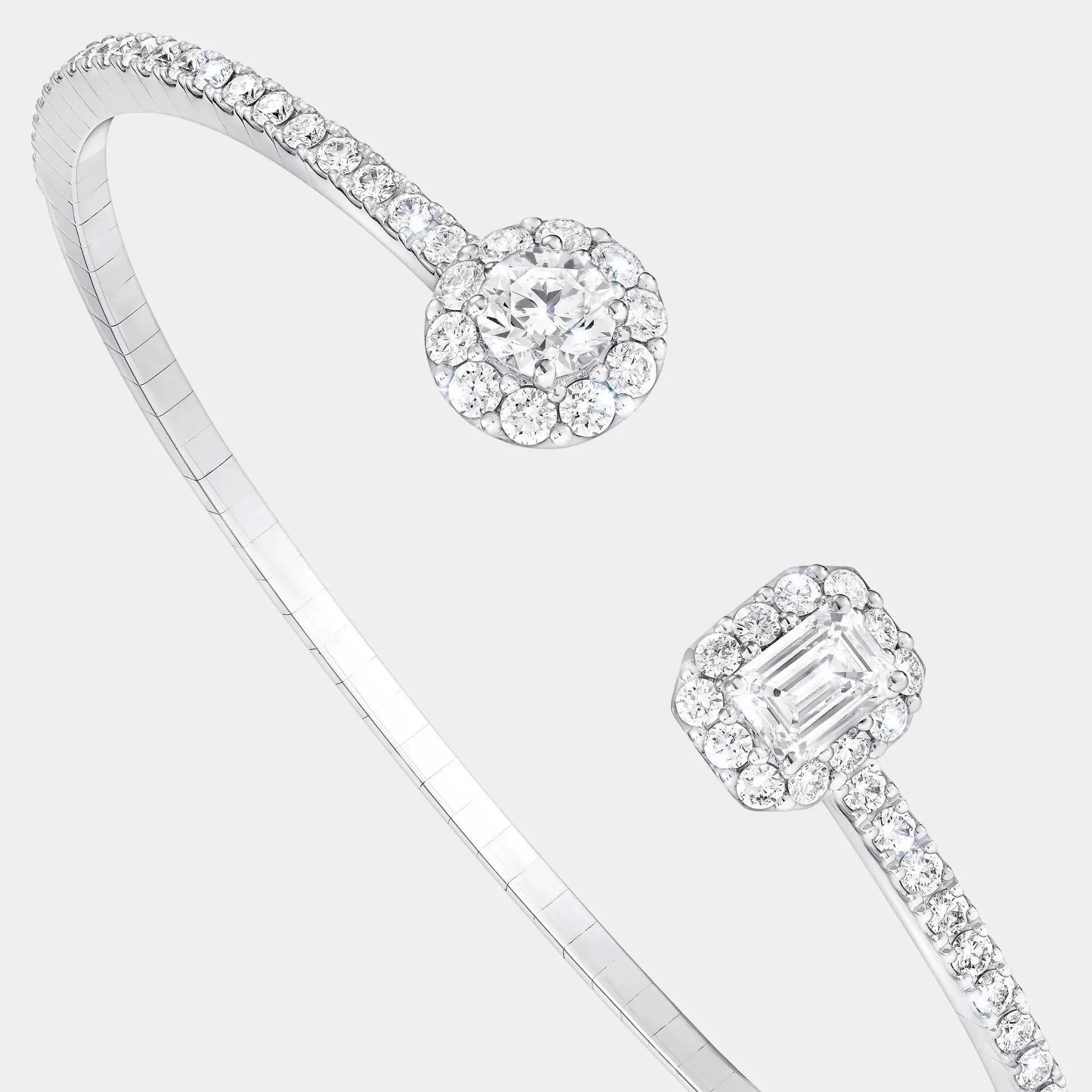 Icon Round and Emerald Cut Open Diamond Bangle - Image 3