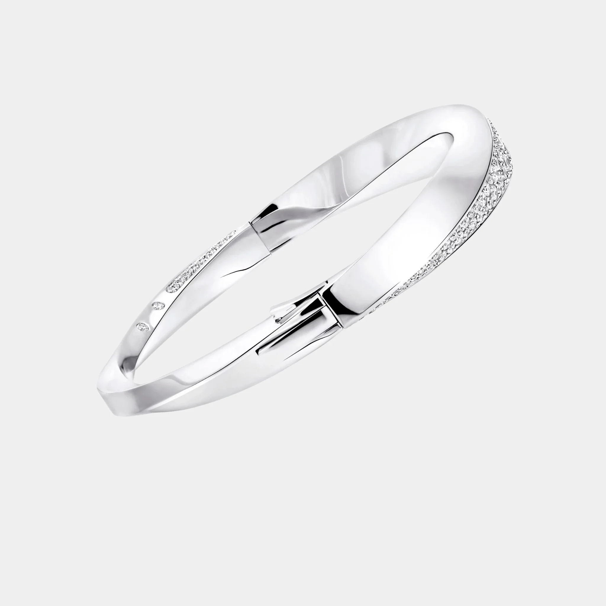 Spiral Diamond Bangle White Gold - Image 2