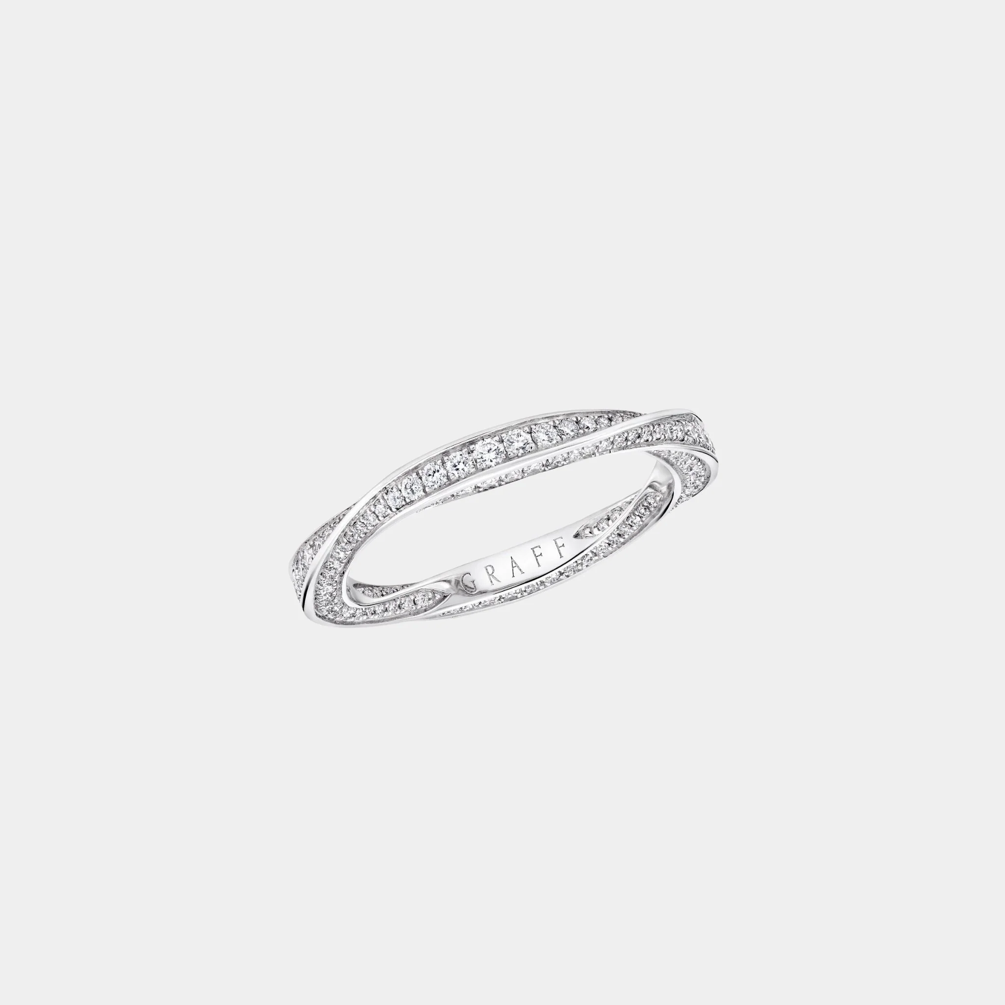 Spiral Pavé Diamond Band White Gold