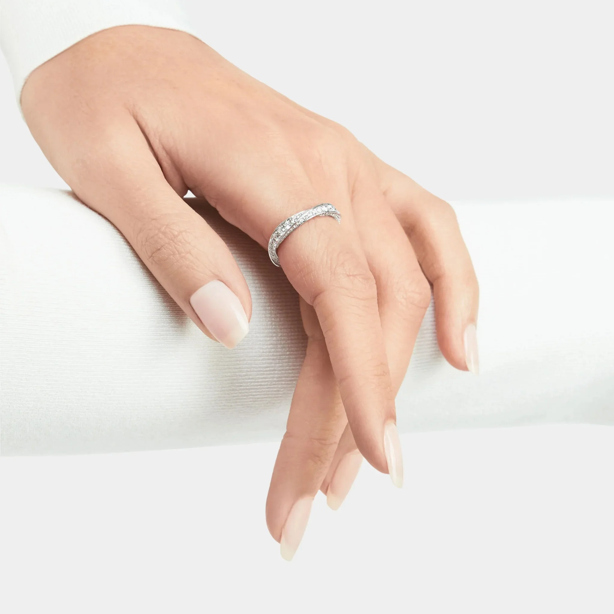 Spiral Pavé Diamond Band White Gold 3.5MM - Image 4