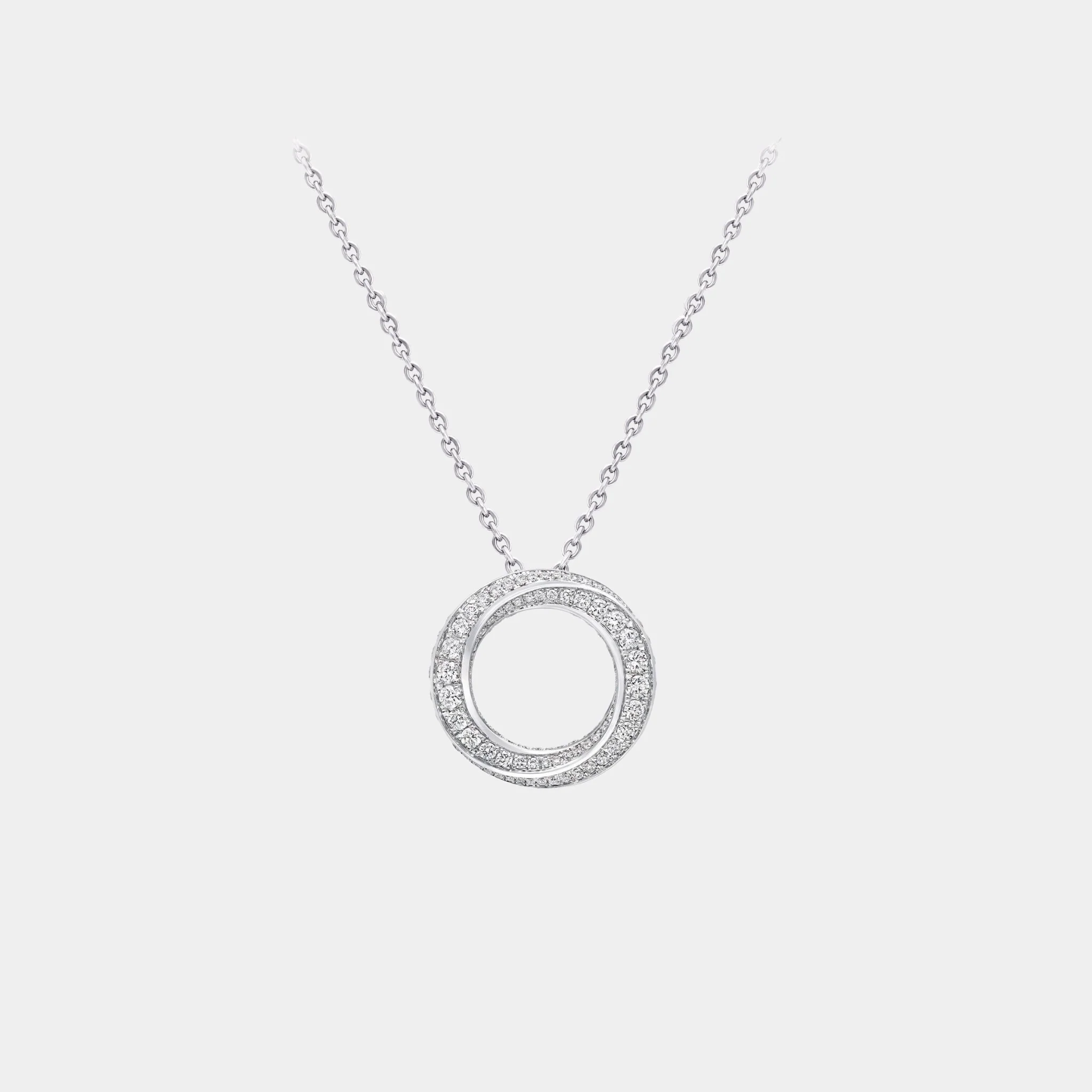 Spiral Pavé Diamond Pendant White Gold