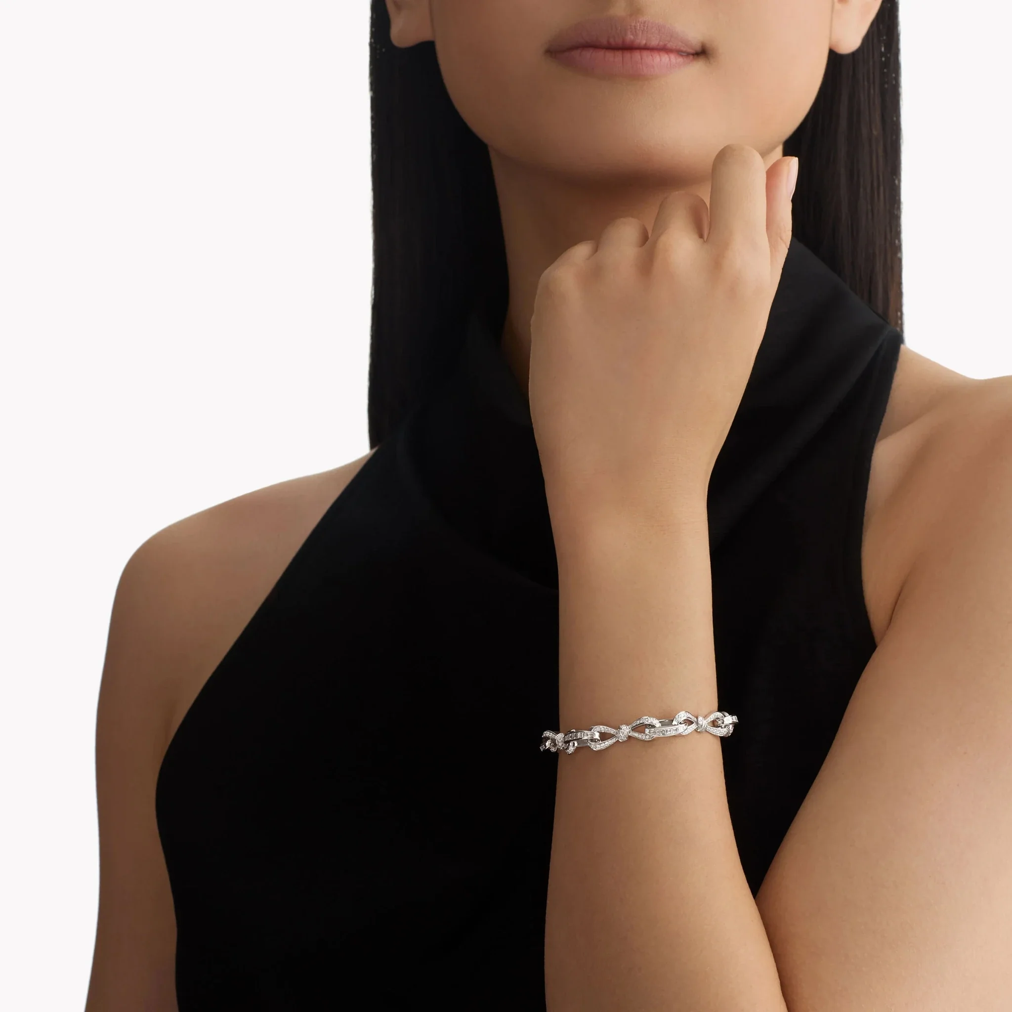Tildas Bow Diamond Link Bracelet White Gold - Image 2