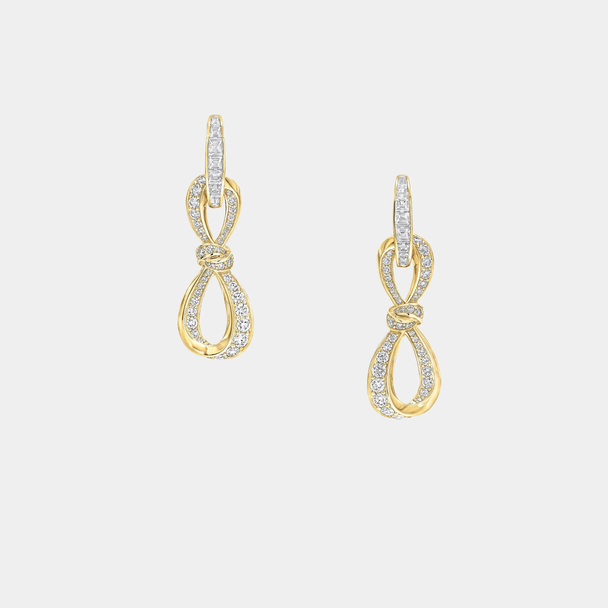Tildas Bow Diamond Link Earrings Yellow Gold