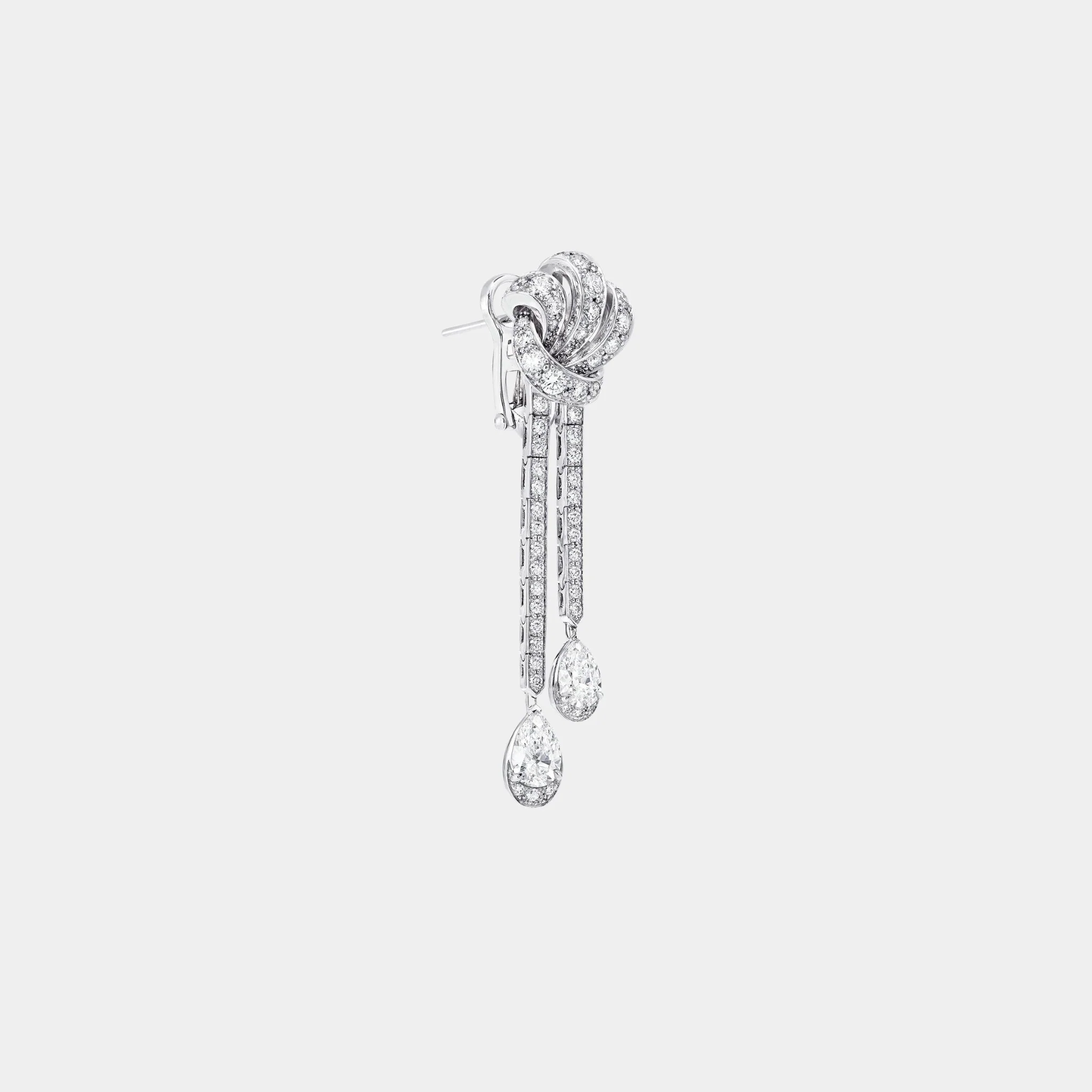 Tildas Bow Double Pavé Diamond Drop Earrings - Image 2