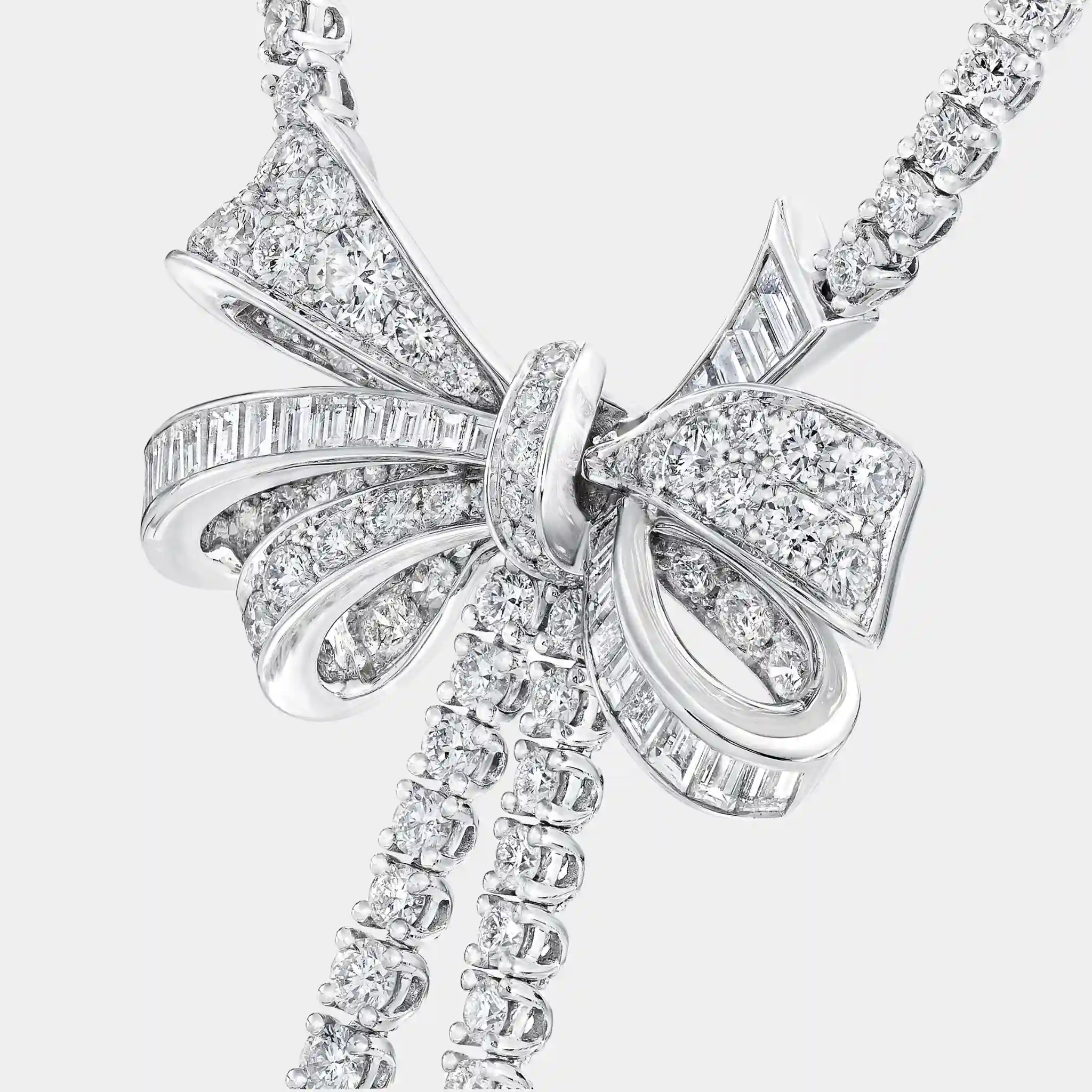 Tildas Bow Double Strand Round Diamond Necklace - Image 2