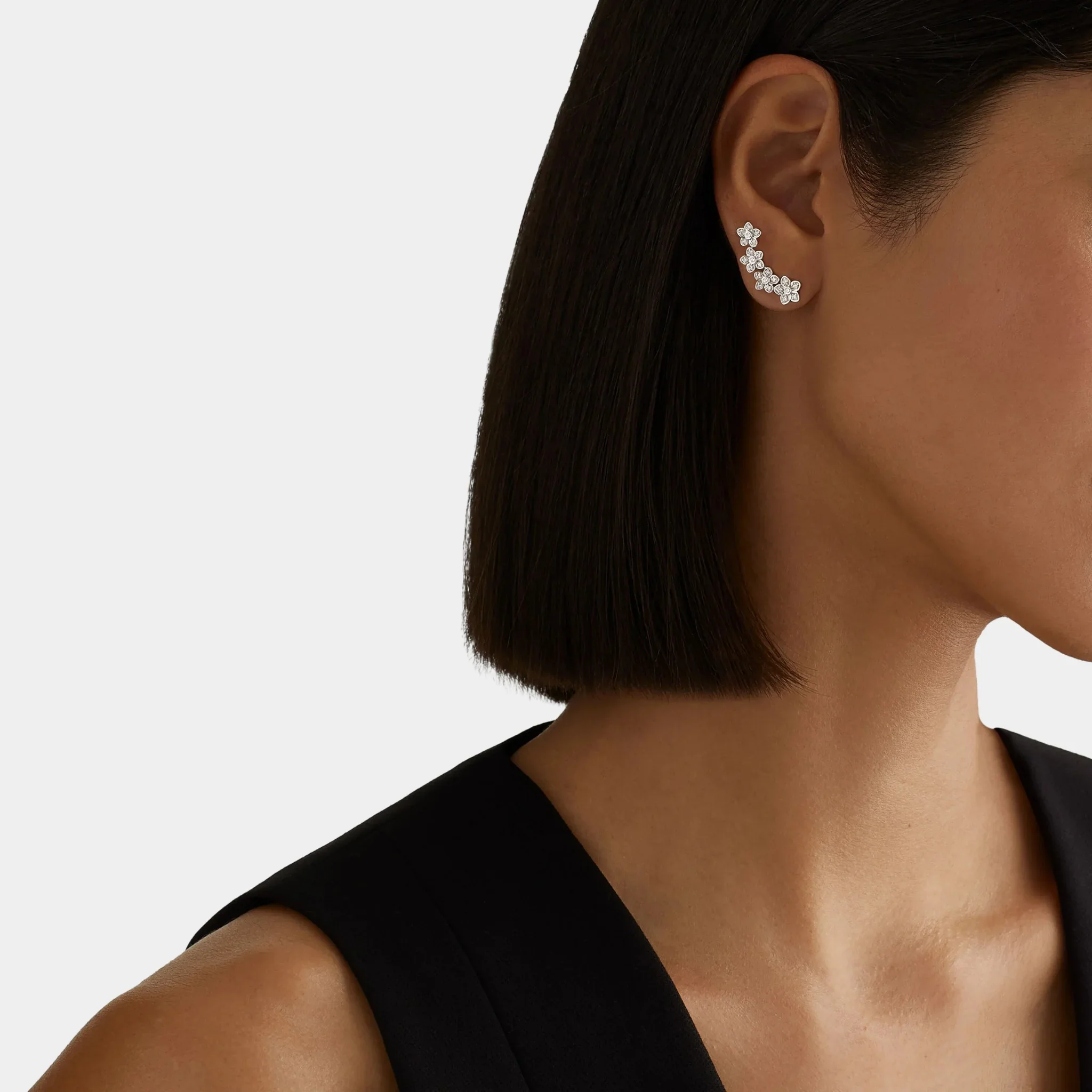 Wild Flower Petite Pavé Diamond Ear Climbers - Image 2