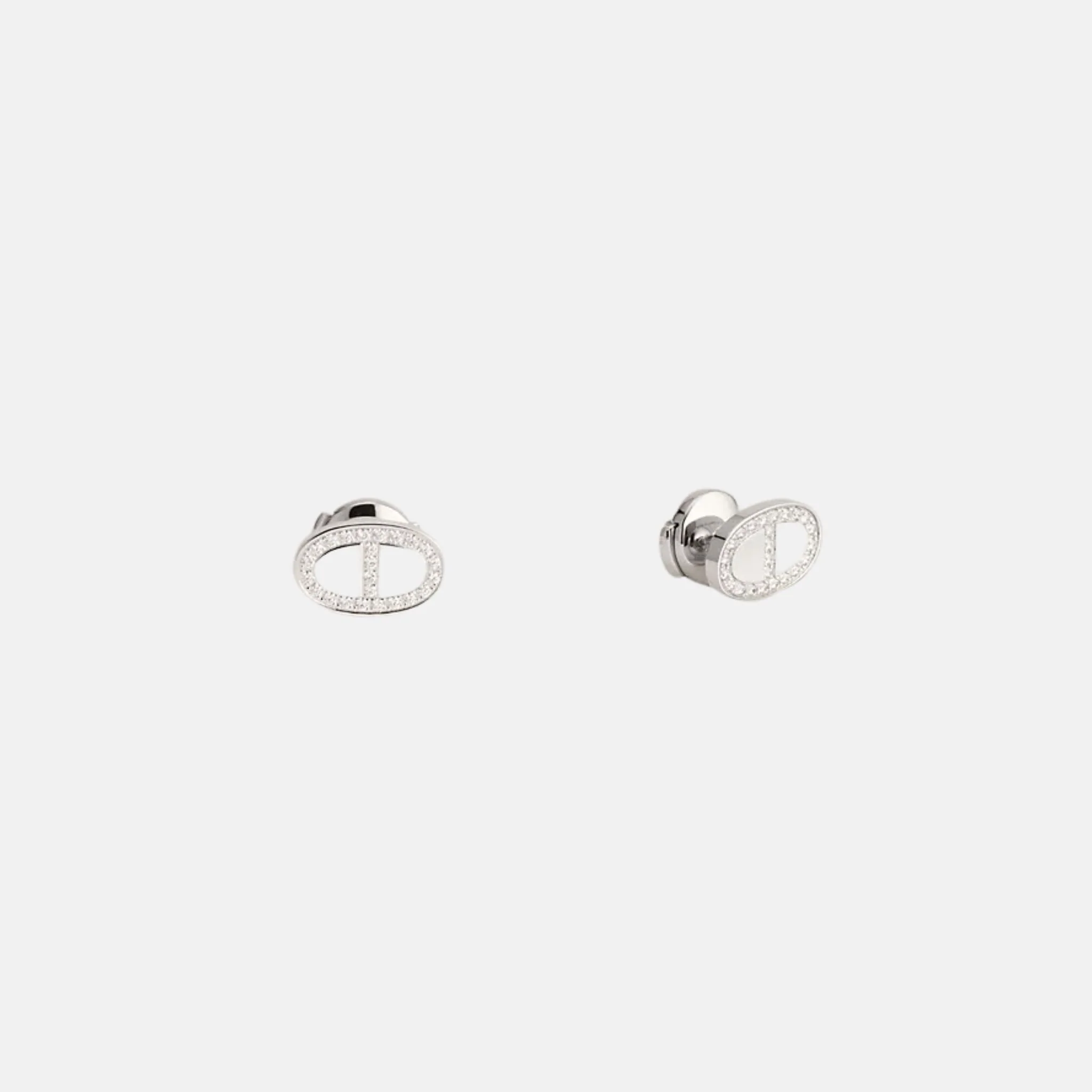 Anchor Chain Contour Earrings White Gold Diamond
