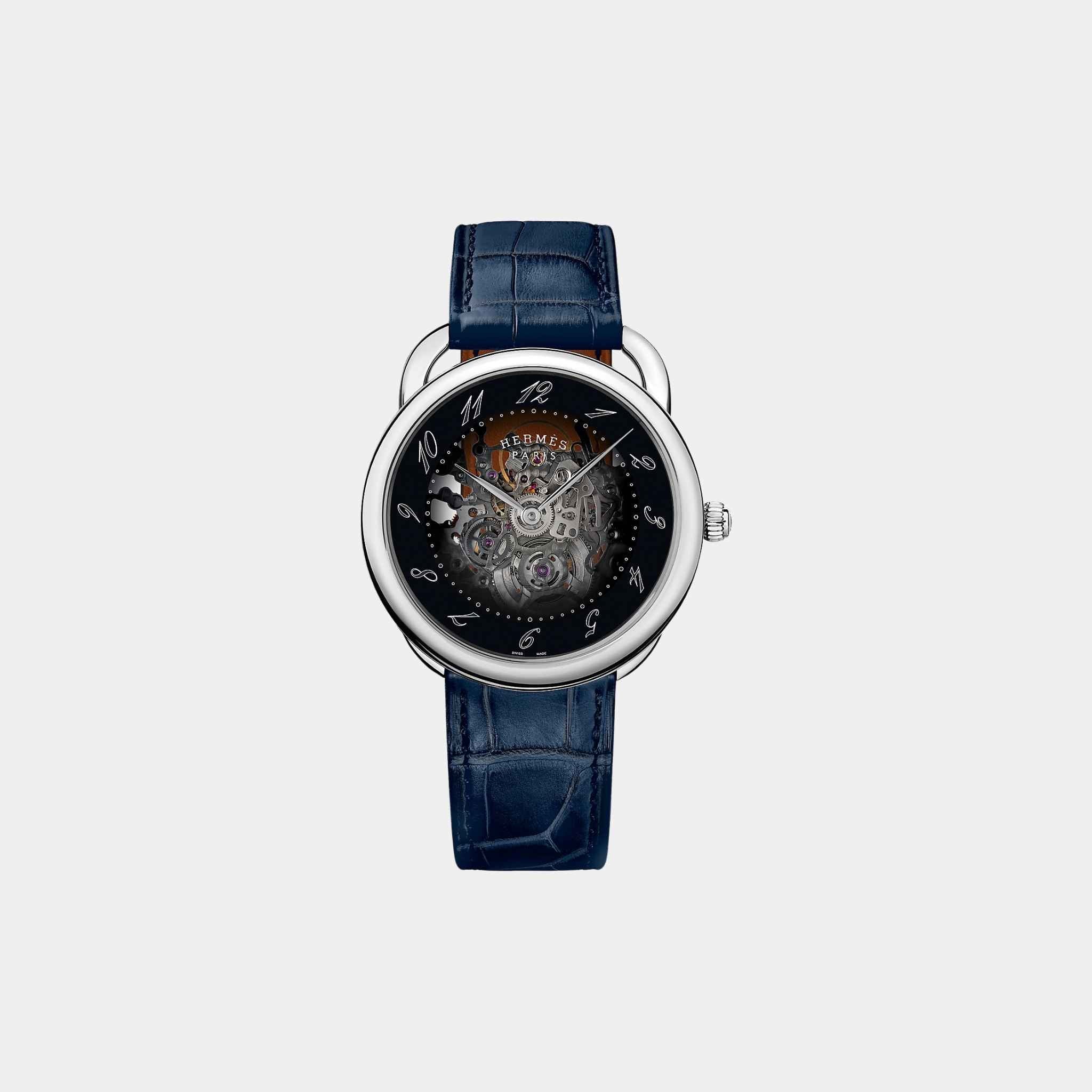 Arceau Squelette Watch Matte Abyss Blue Alligator Strap