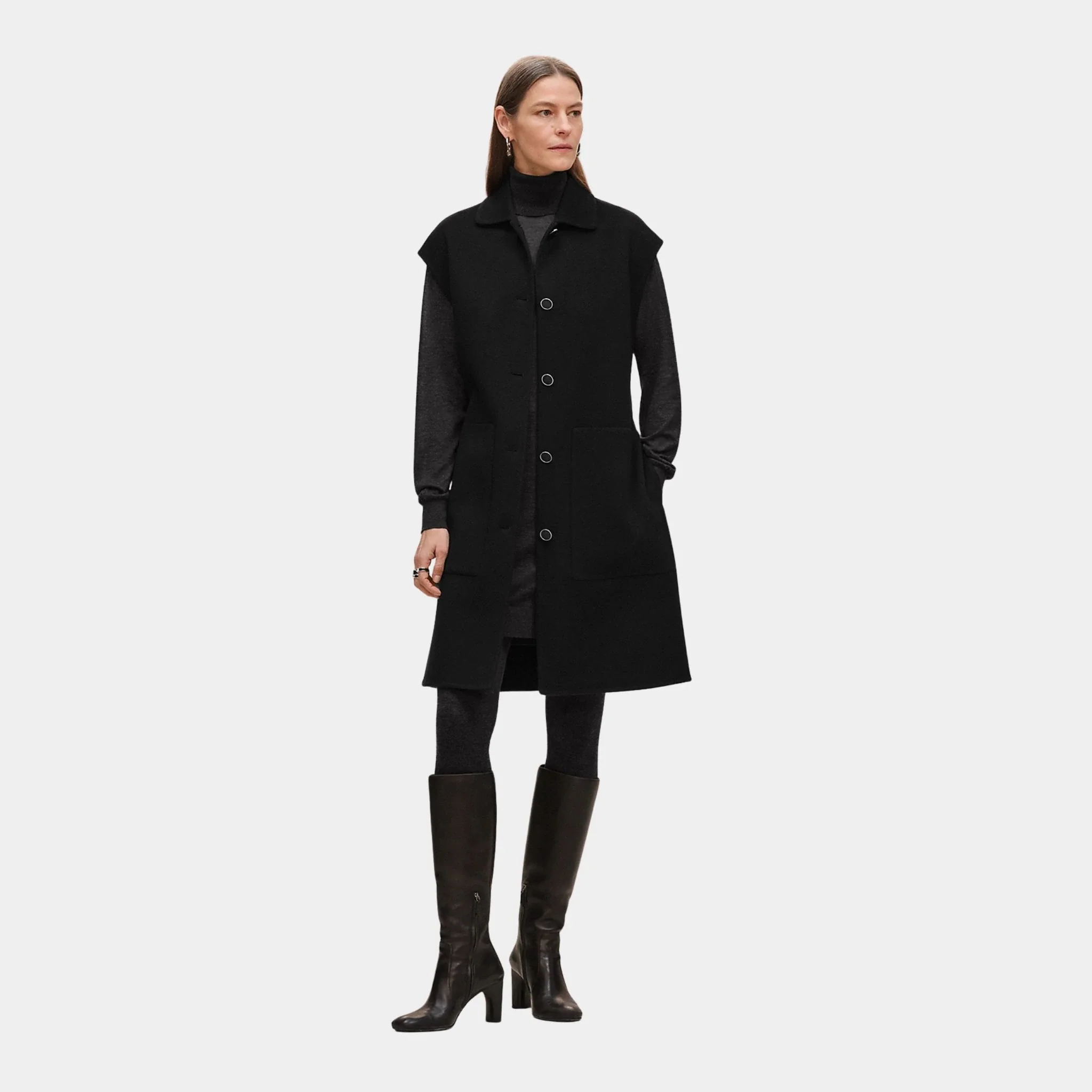 Belted Cashmere Long Vest - Image 3