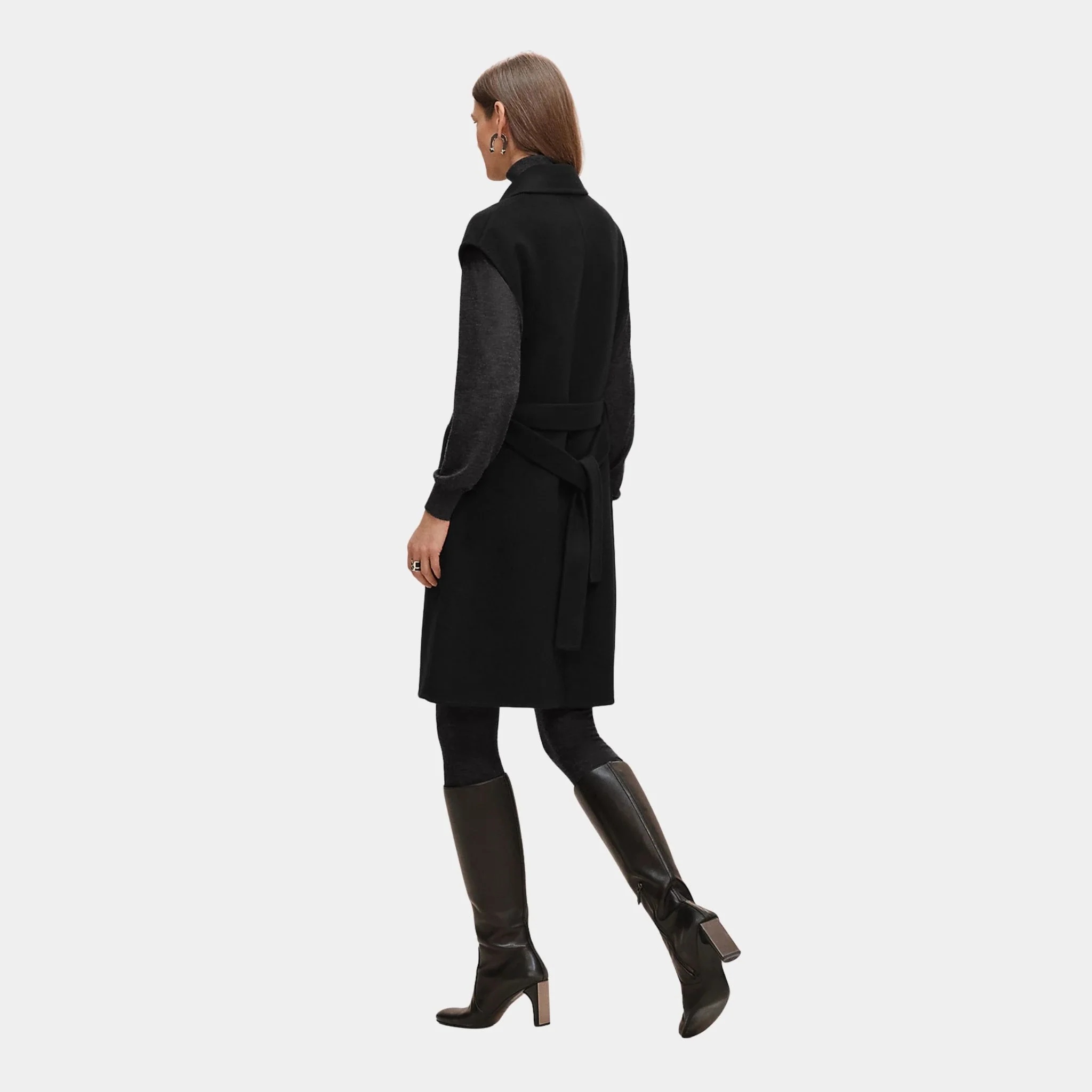 Belted Cashmere Long Vest - Image 4