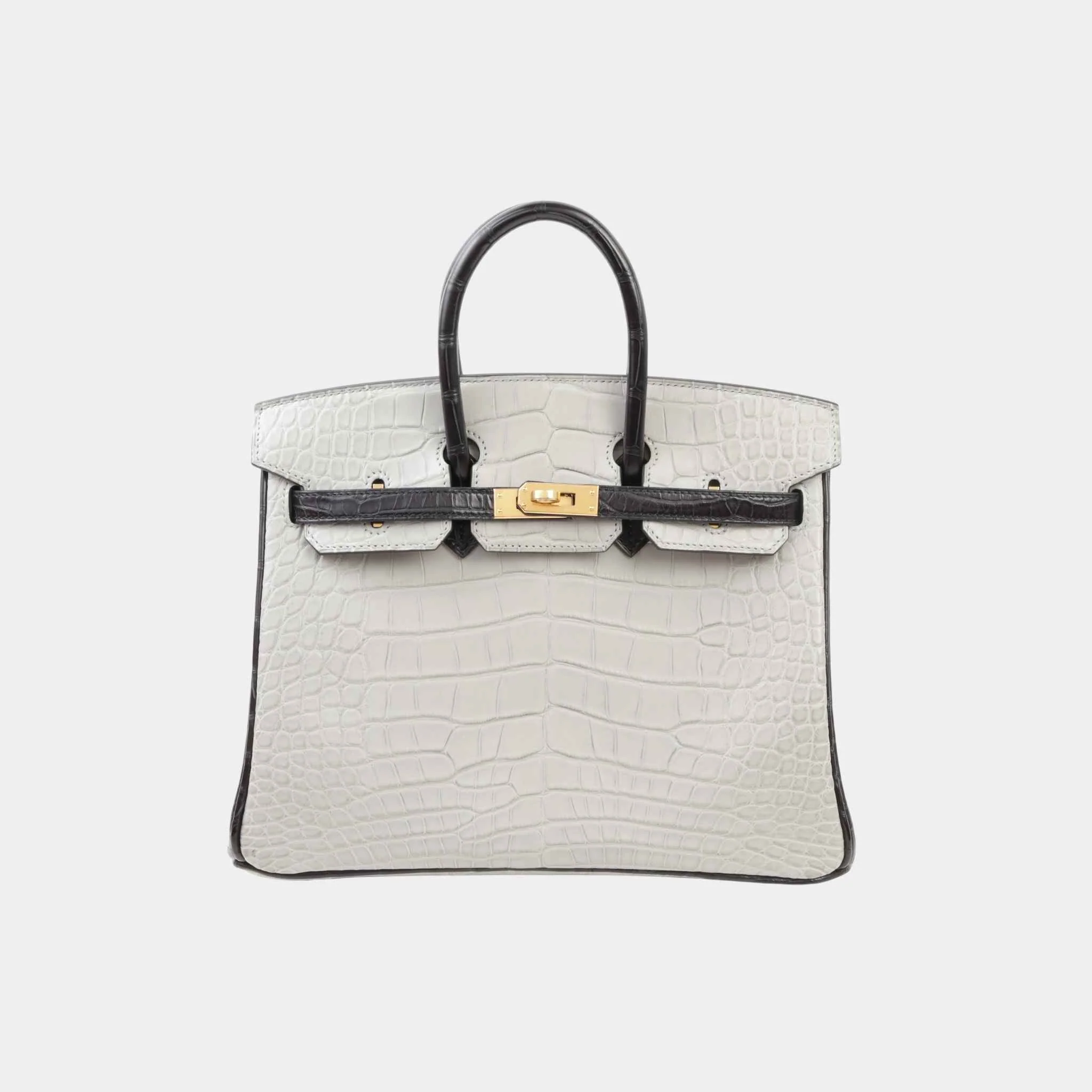 Birkin 25 HSS Matte Alligator Gris Perle/Black GHW