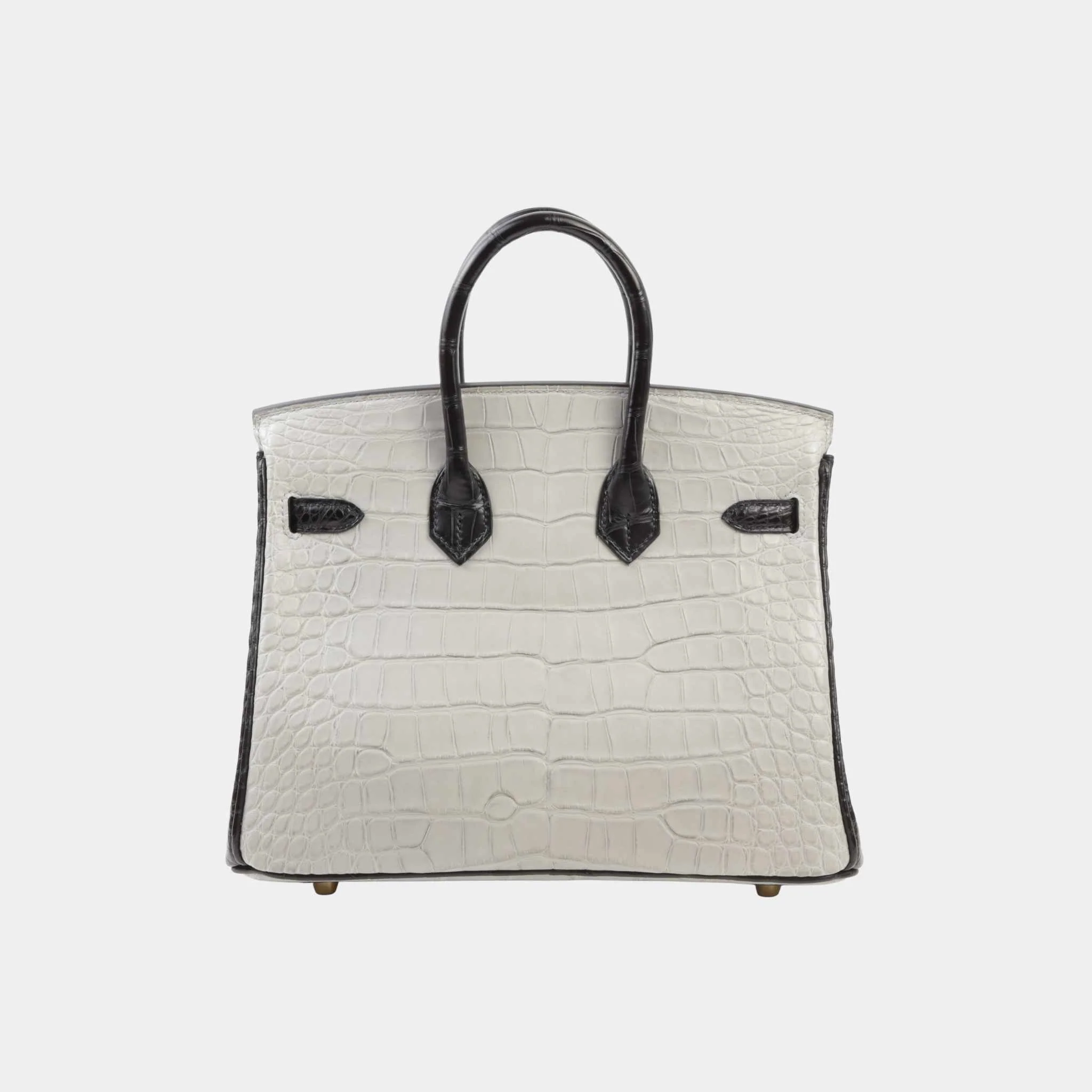 Birkin 25 HSS Matte Alligator Gris Perle/Black GHW - Image 2