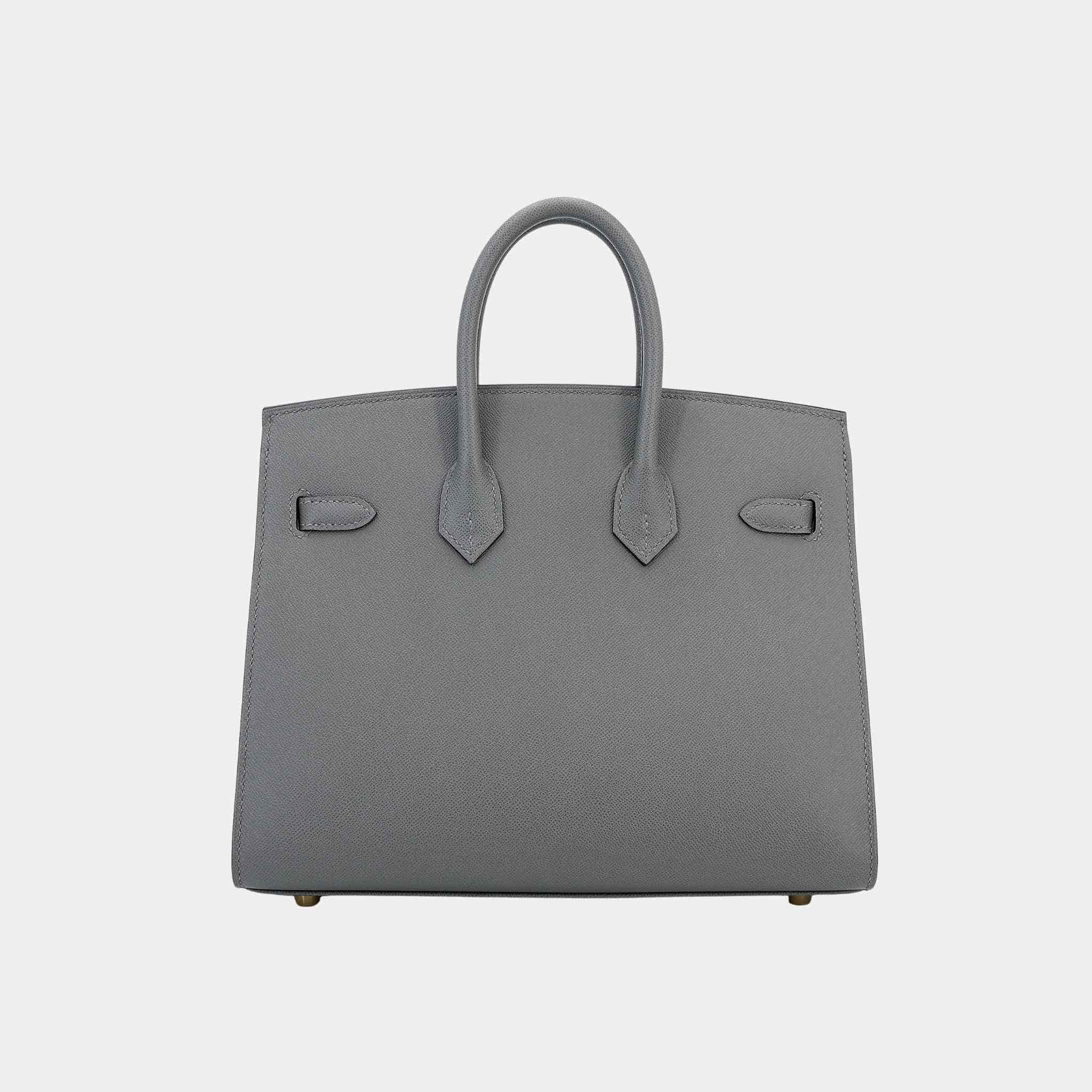 Birkin 25 Madame Sellier Gris Meyer GHW - Image 2