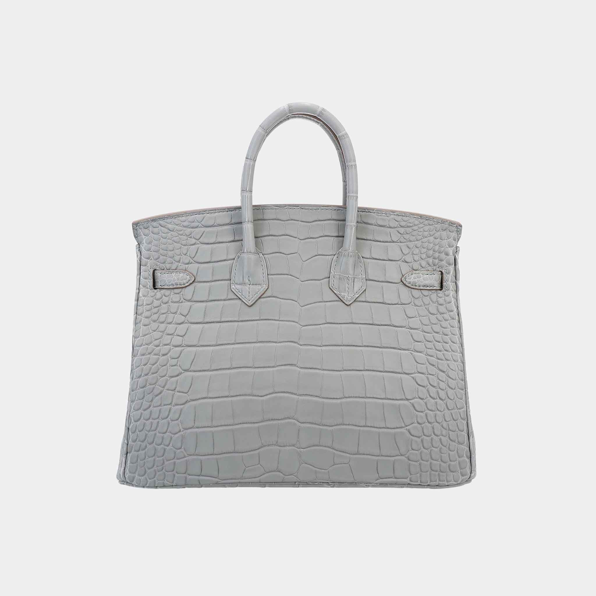 Birkin 25 Matte Alligator Gris Perle GHW - Image 2