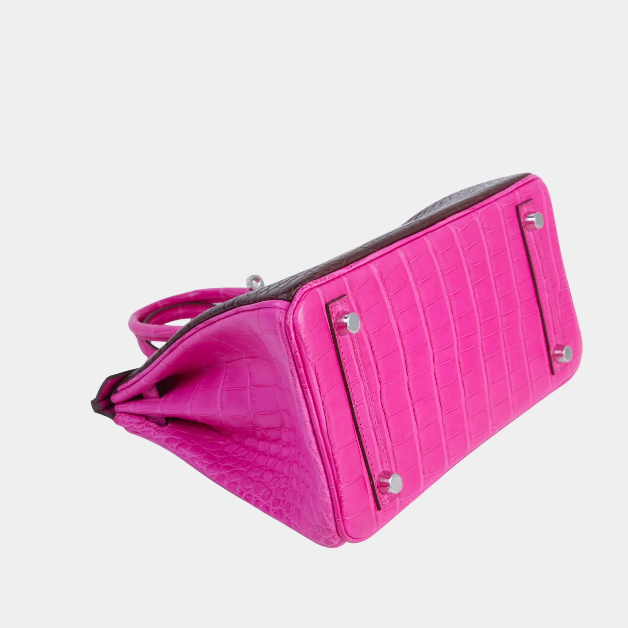 Birkin 25 Matte Alligator Rouge Sellier/Rose Shocking PHW - Image 3