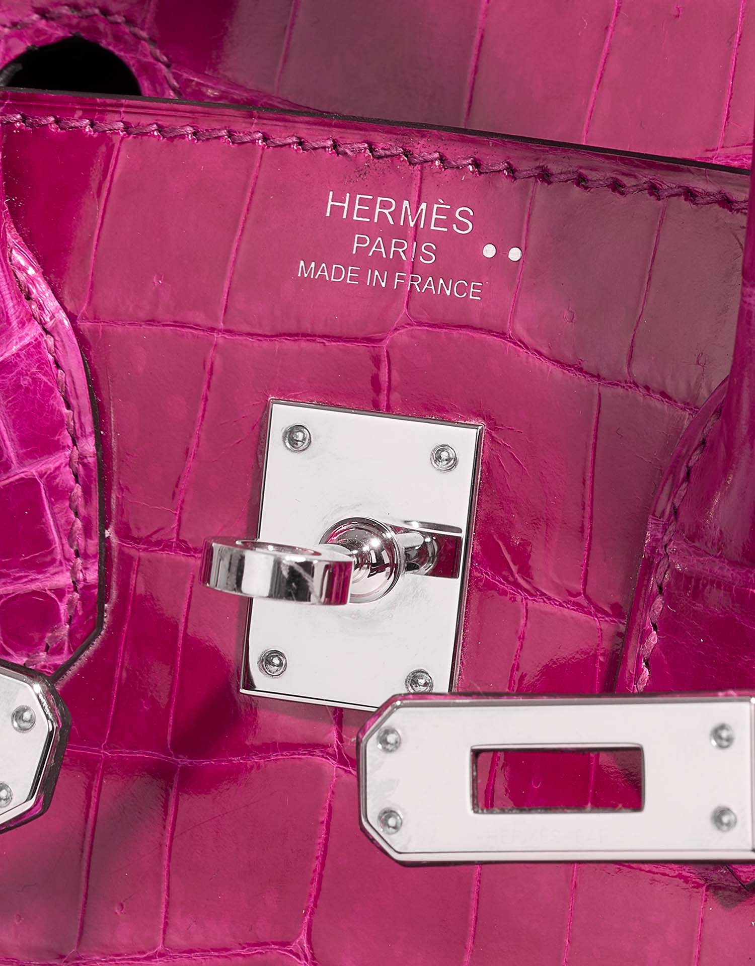 Birkin 25 Niloticus Crocodile Rose Pourpre PHW - Image 3
