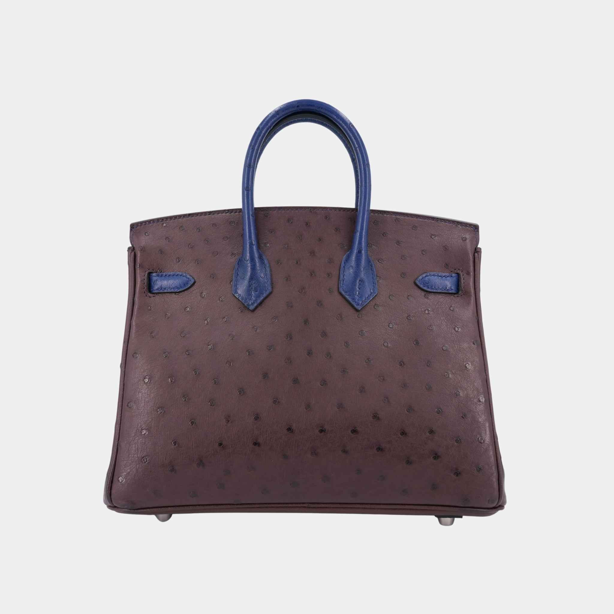 Birkin 25 Ostrich Rouge Sellier/Bleu Iris PHW - Image 2