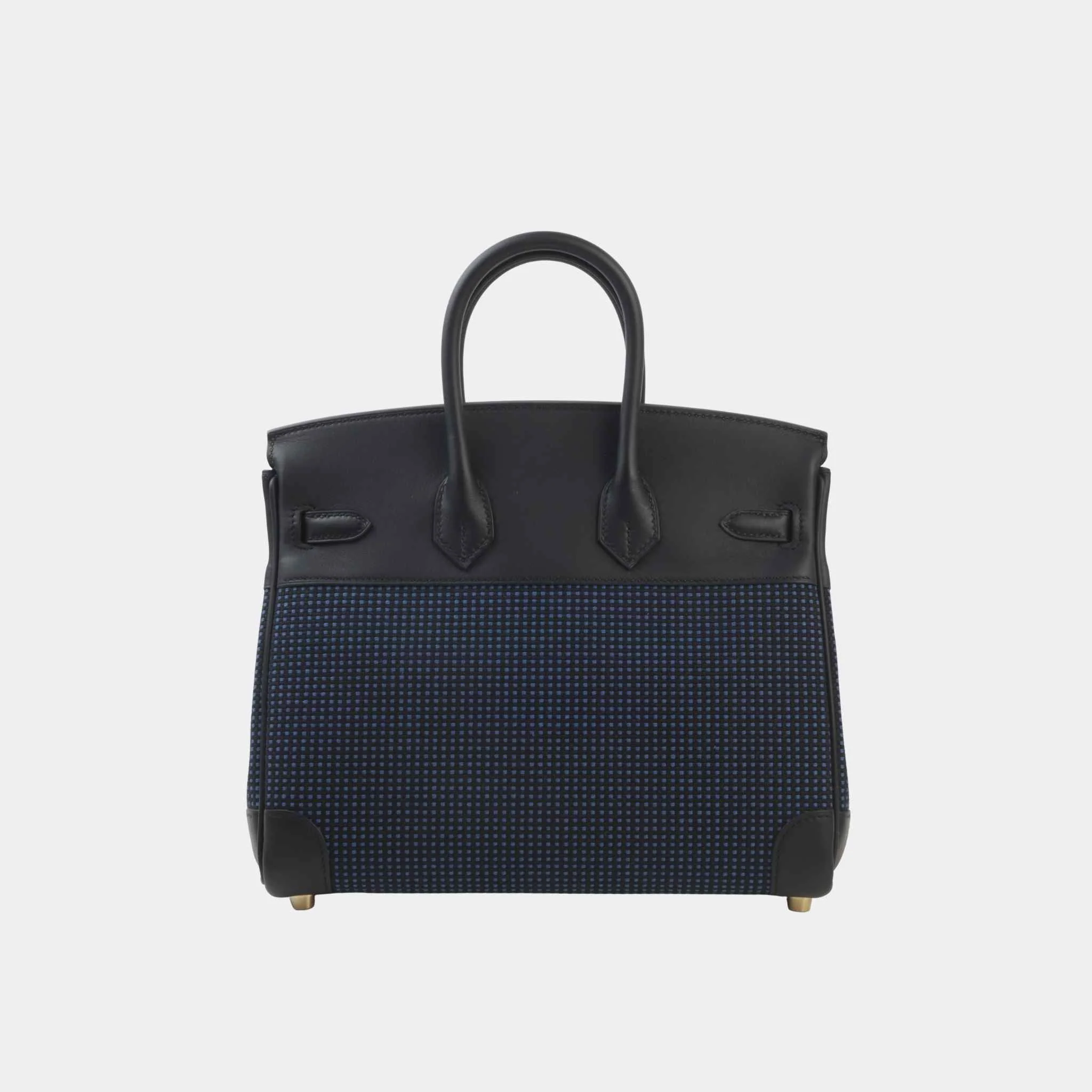 Birkin 25 Swift-Toile Quadrille Canvas Black/Bleu Egee GHW - Image 2