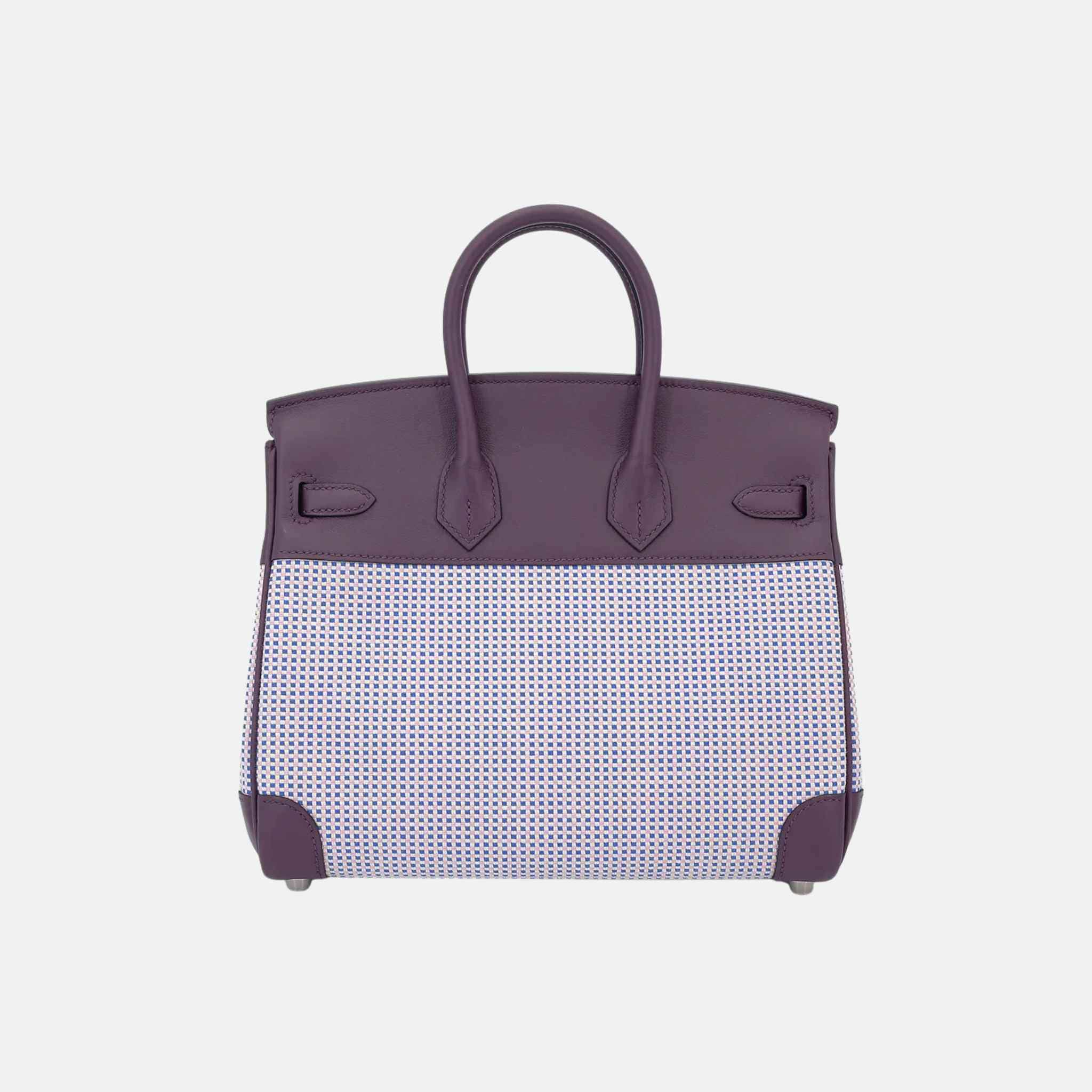 Birkin 25 Swift-Toile Quadrille Canvas Cassis/Mauve Sylvestre/Ecru PHW - Image 2