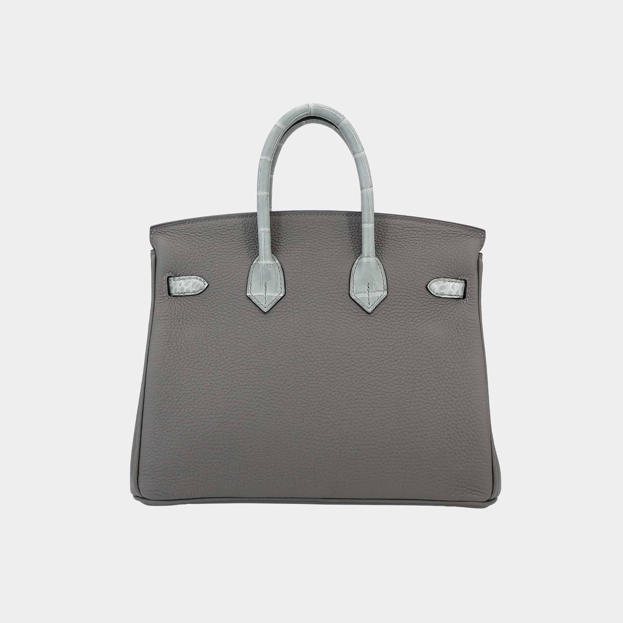 Birkin 25 Touch Togo-Matte Alligator Gris Meyer/Gris Ciment PHW - Image 2
