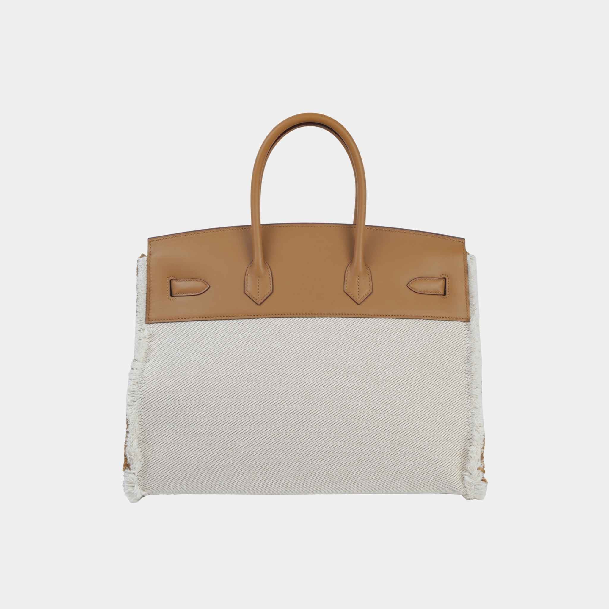 Birkin 35 Fray Fray Toile H Canvas-Swift Sesame PHW - Image 2