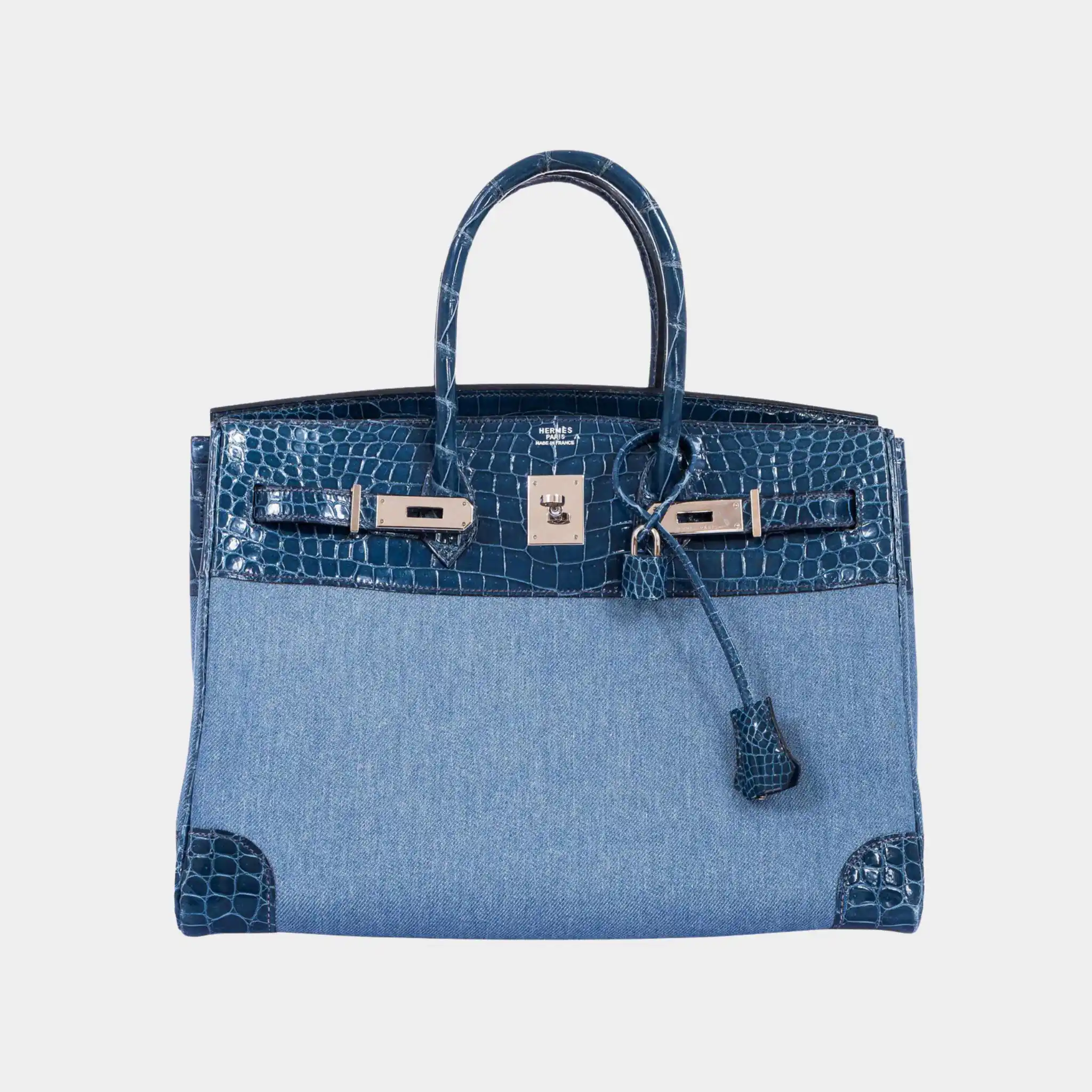 Birkin 35 Porosus Crocodile & Denim Blue Roi PHW - Image 2