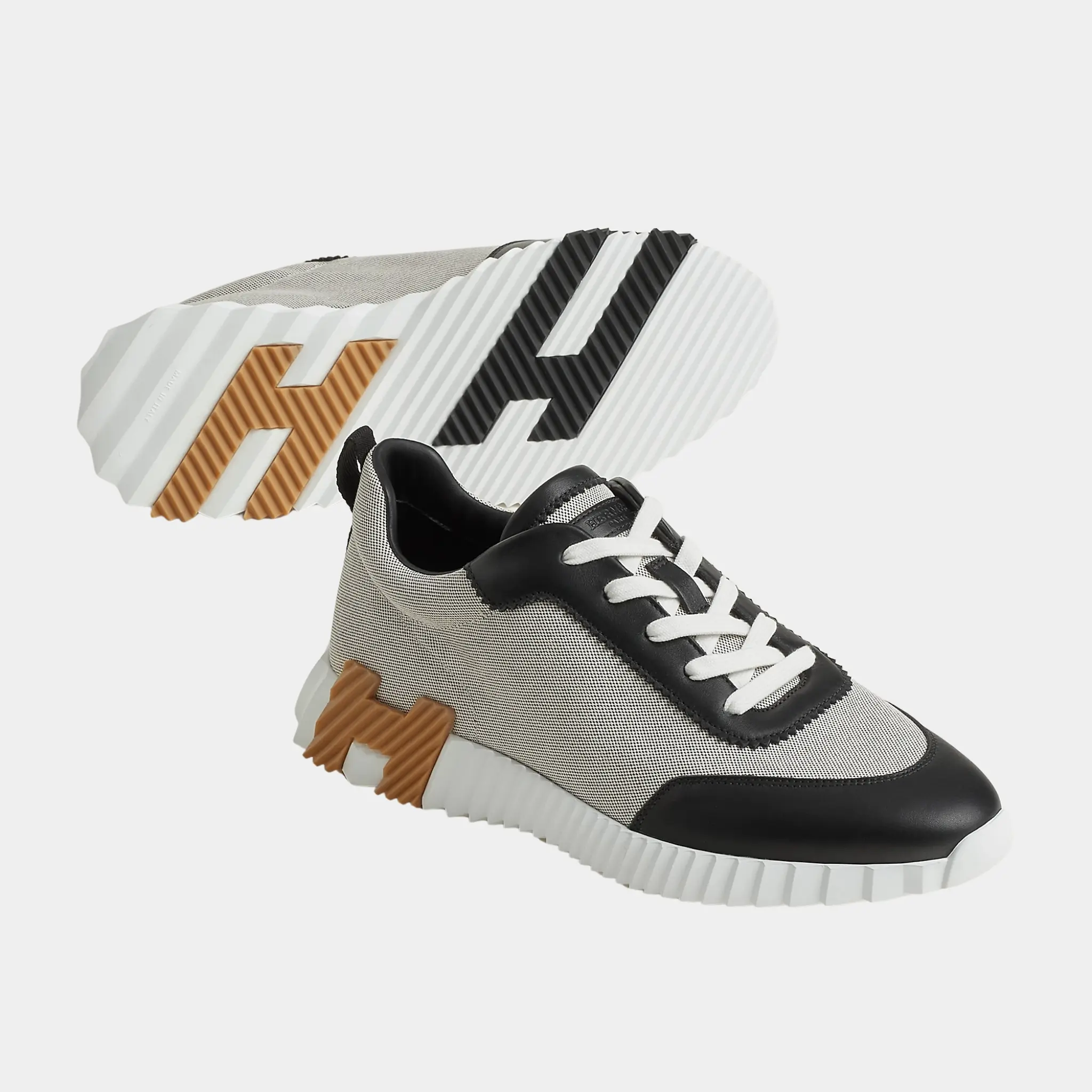 Bouncing Sneaker in H Canvas and Calfskin