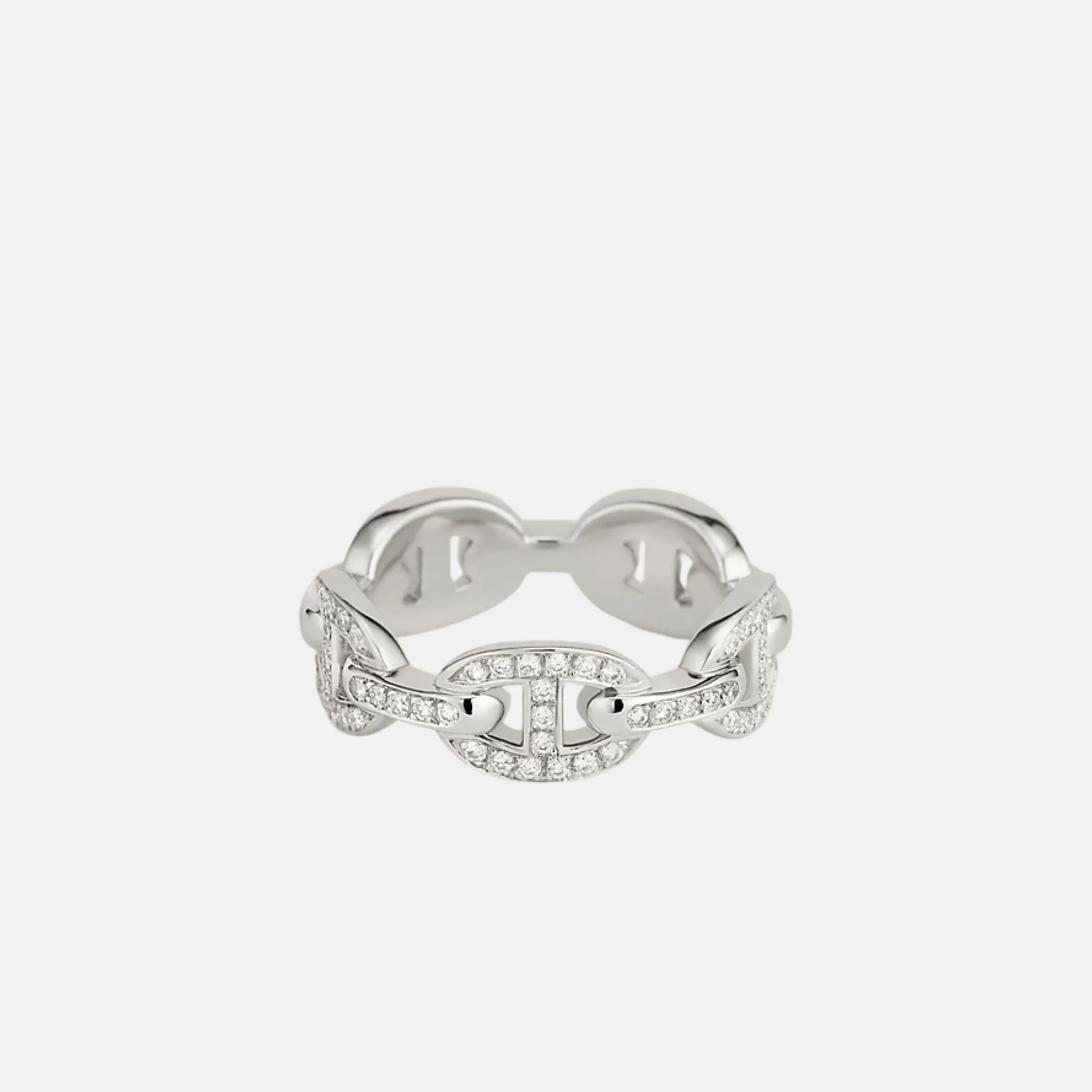 Chained Anchor Ring Small Model White Gold Diamonds