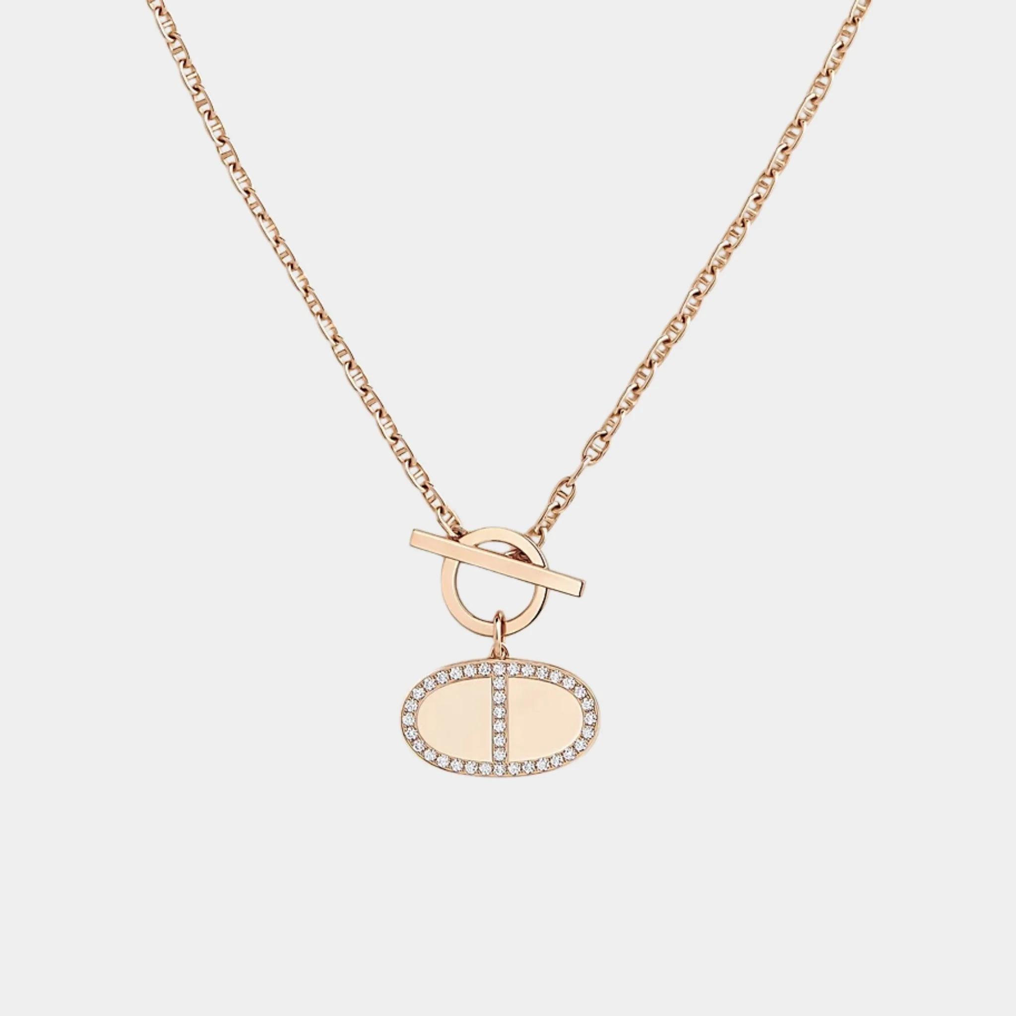 Contour Anchor Chain Pendant Rose Gold Diamonds - Image 2